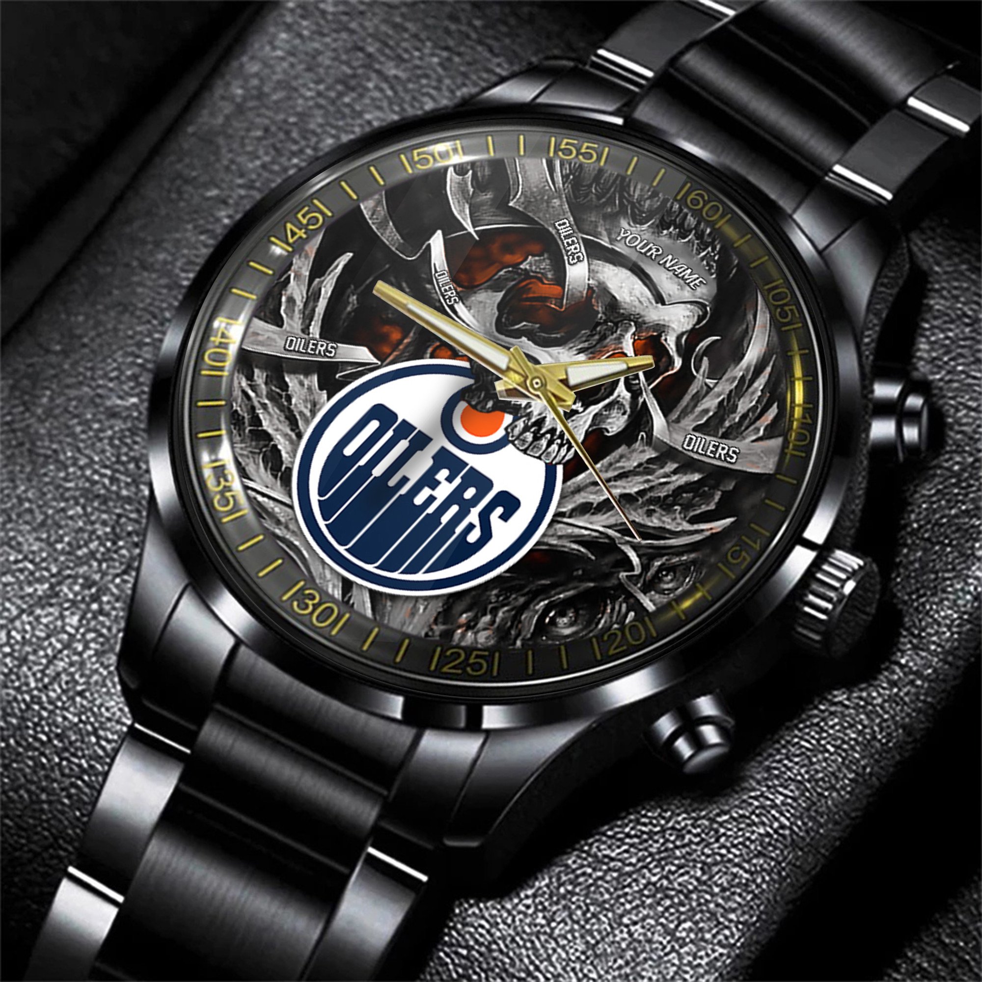 edmonton oilers nhl skull personalized hand watch gift for fans 5vcou