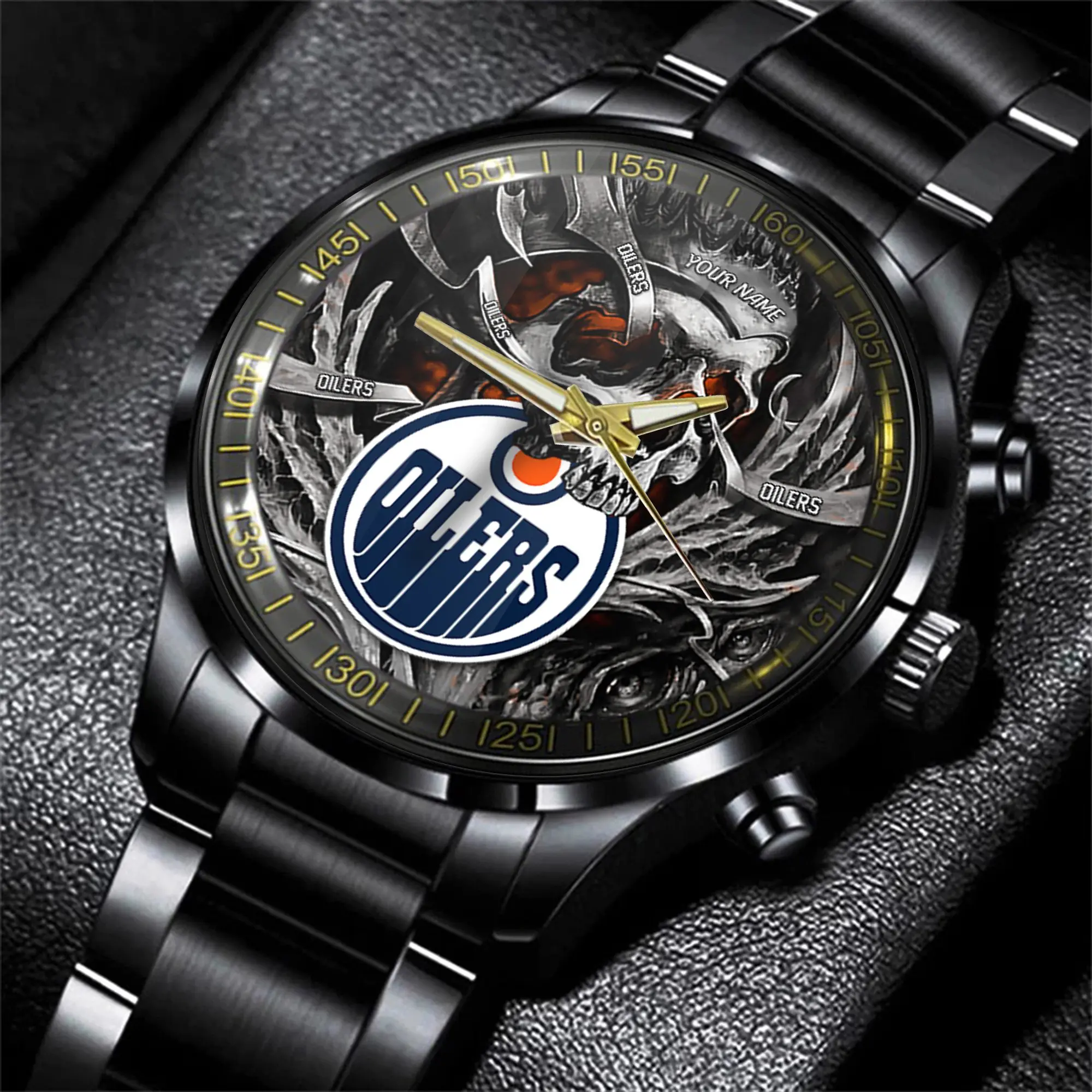 edmonton oilers nhl skull personalized hand watch gift for fans 5vcou
