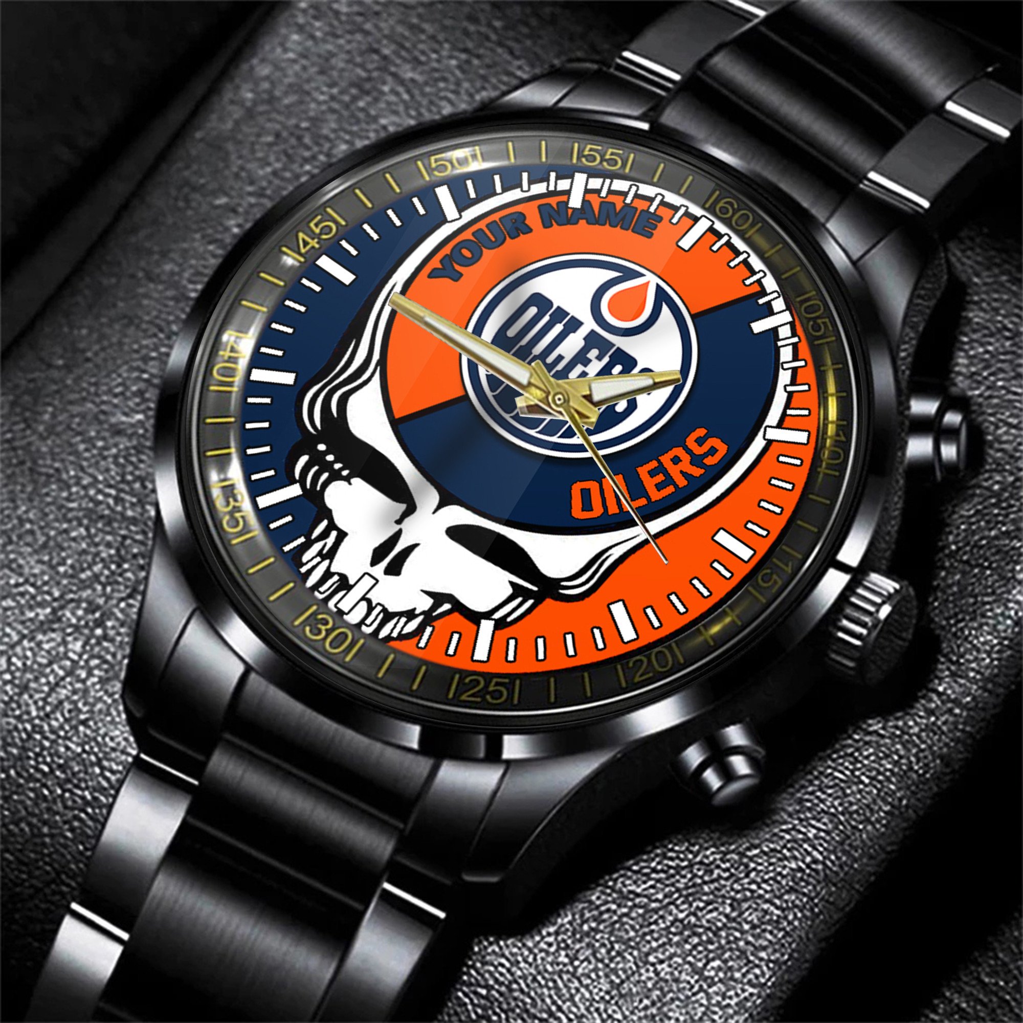 edmonton oilers nhl skull personalized hand watch gift for fans sxnq2