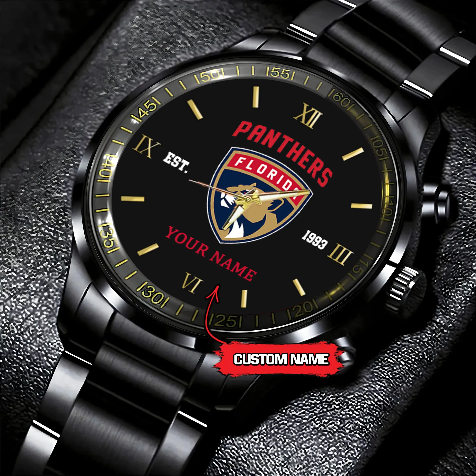 florida panthers nhl hockey game time custom black fashion watch bdeoz