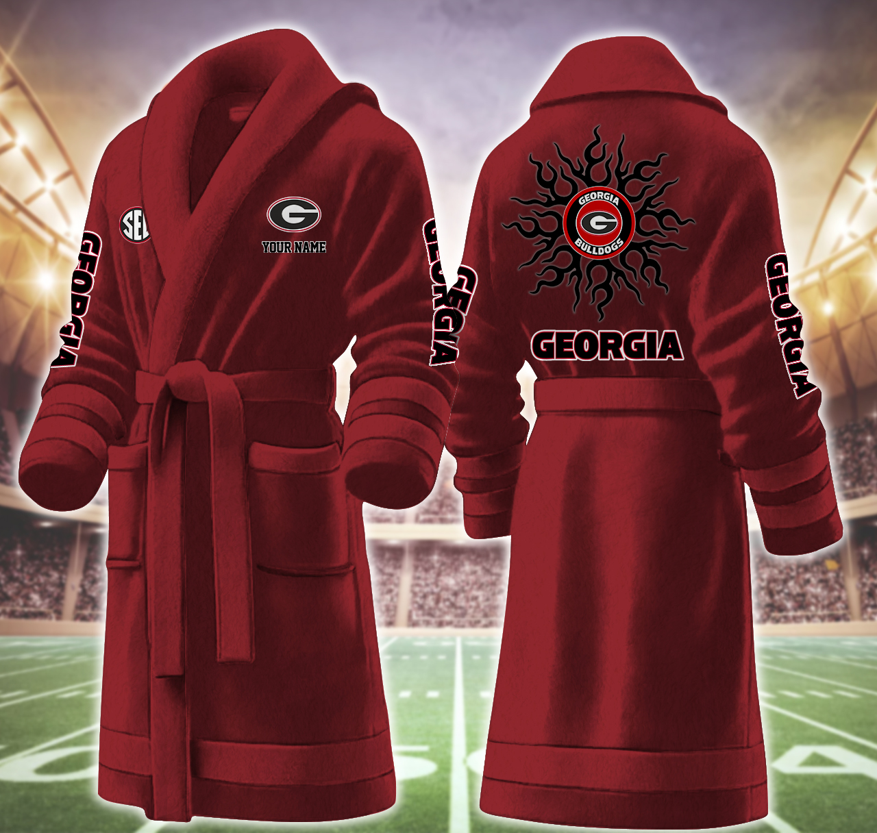 georgia bulldog ncaa personalized fleece bathrobe 2xncy