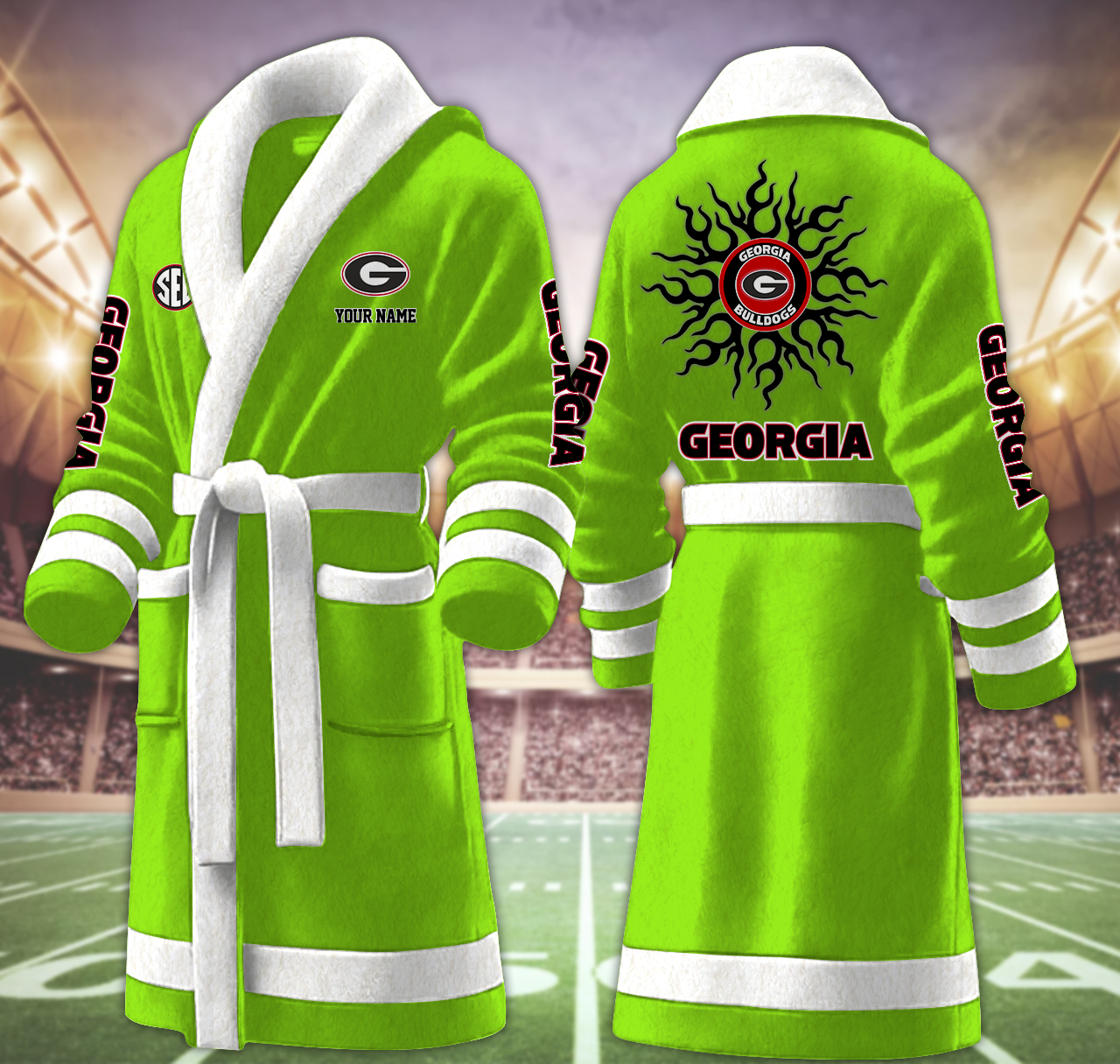 georgia bulldog ncaa personalized fleece bathrobe 45shk