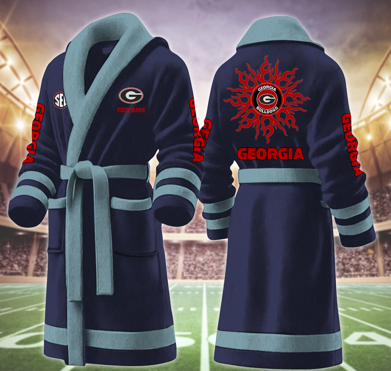 georgia bulldog ncaa personalized fleece bathrobe 9hobu