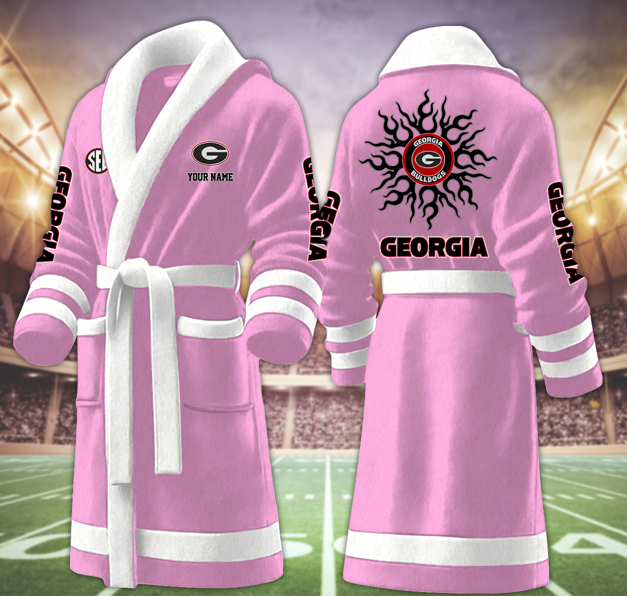 georgia bulldog ncaa personalized fleece bathrobe ce95o
