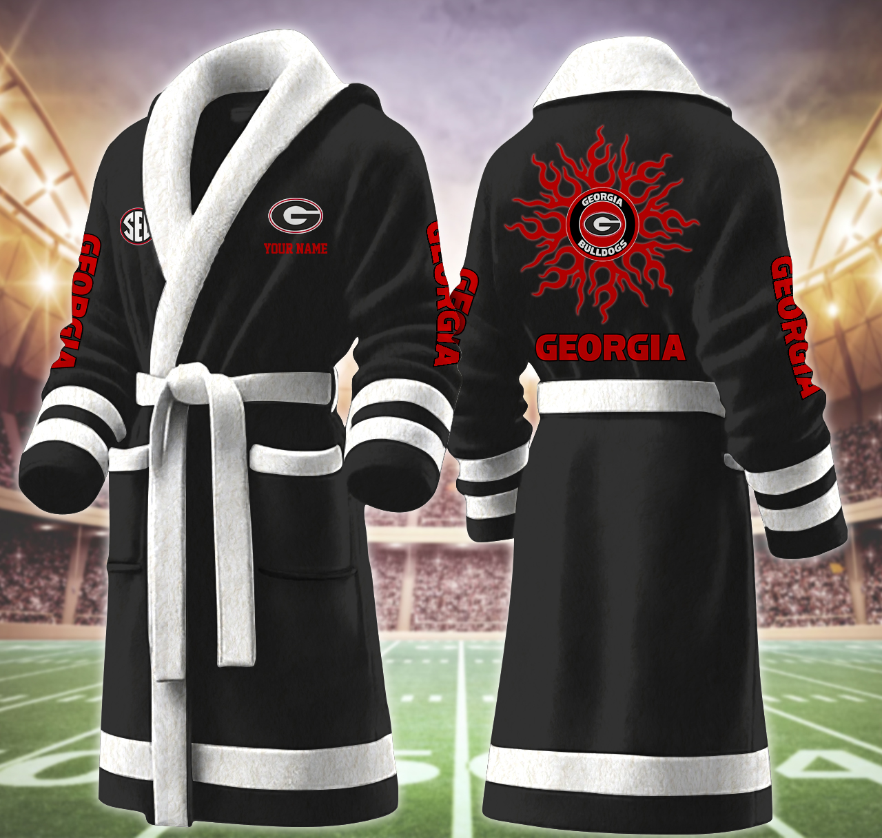 georgia bulldog ncaa personalized fleece bathrobe cqjxf