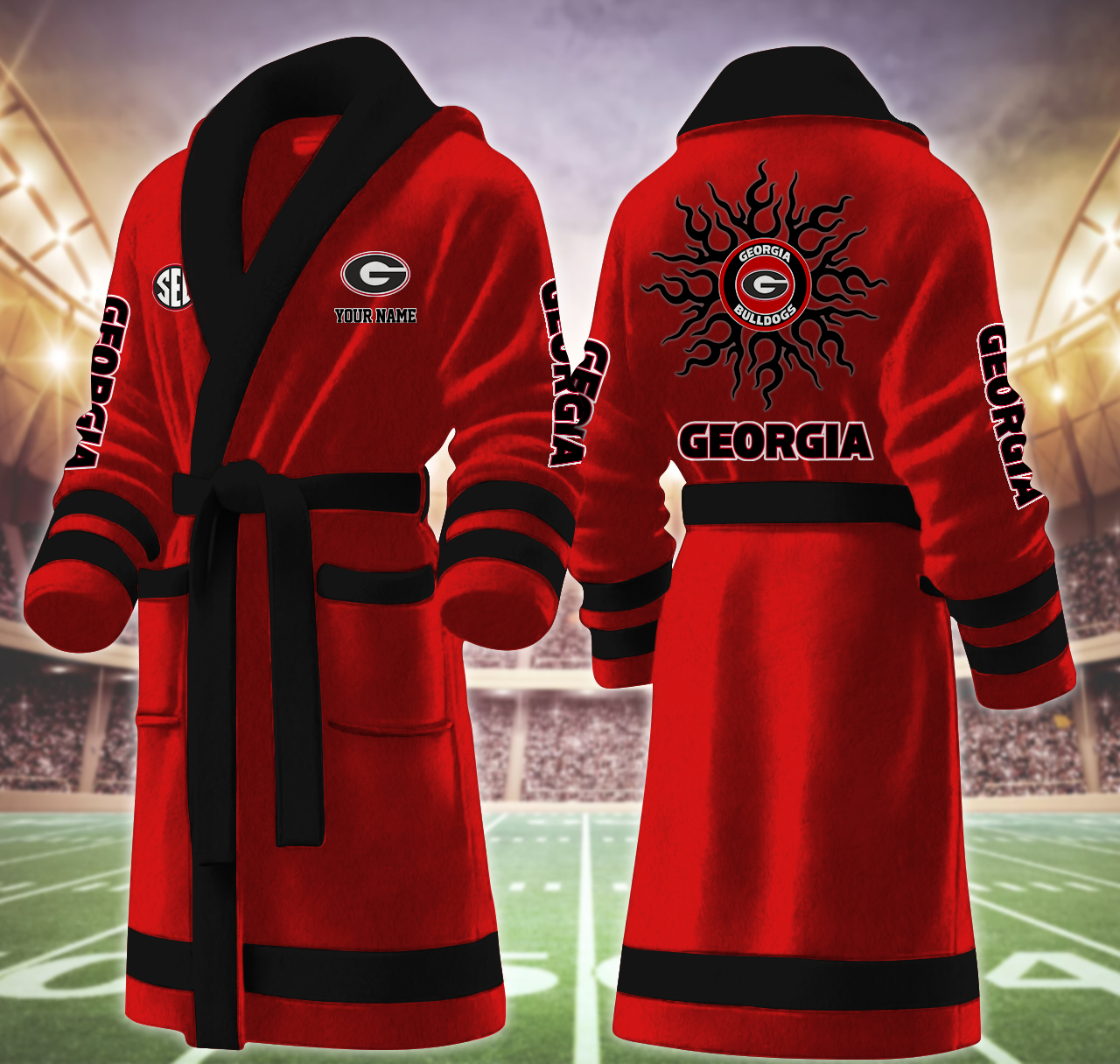 georgia bulldog ncaa personalized fleece bathrobe f0ccp