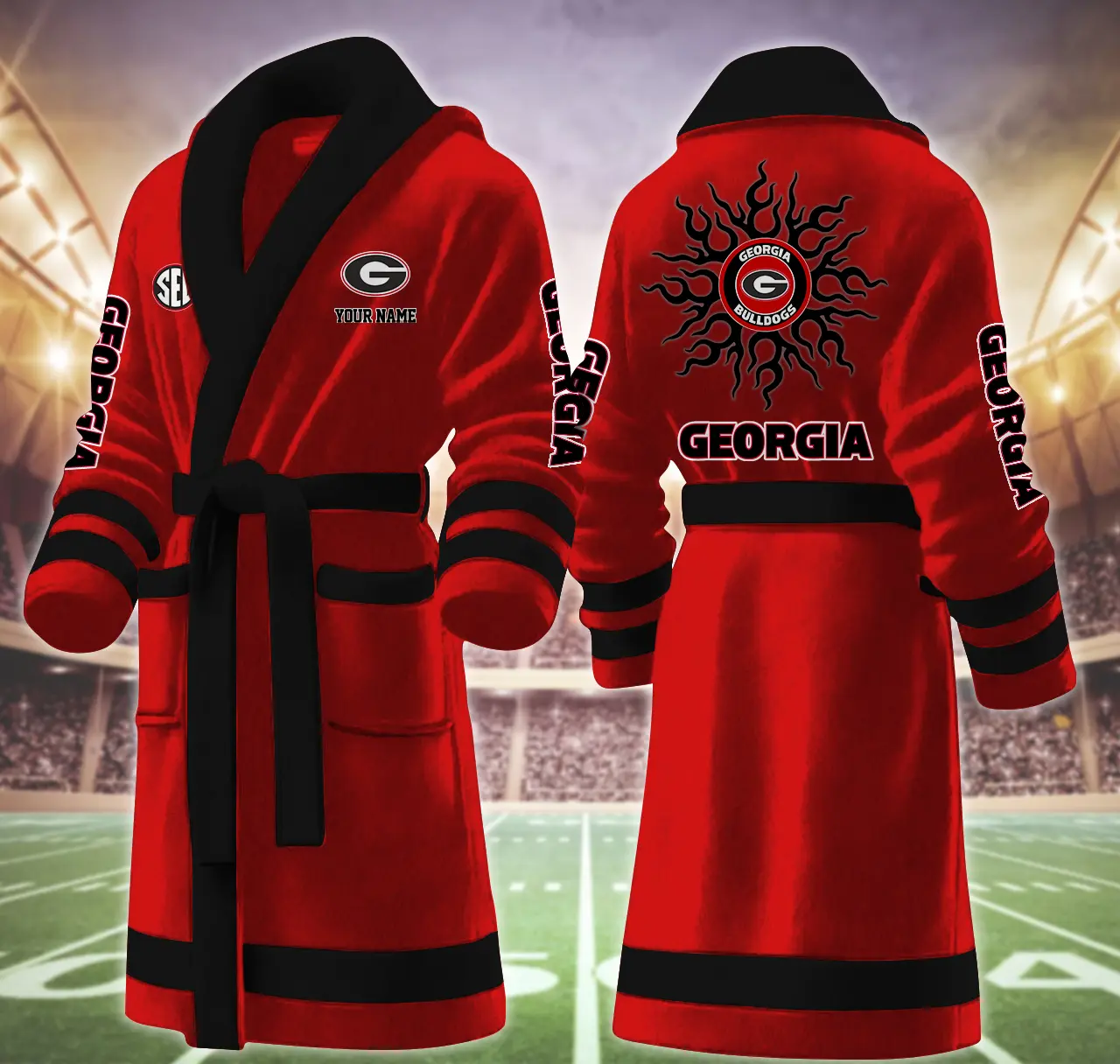 georgia bulldog ncaa personalized fleece bathrobe f0ccp