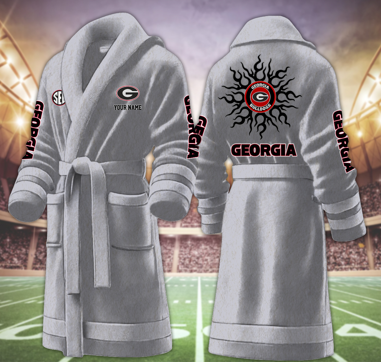 georgia bulldog ncaa personalized fleece bathrobe k27y3