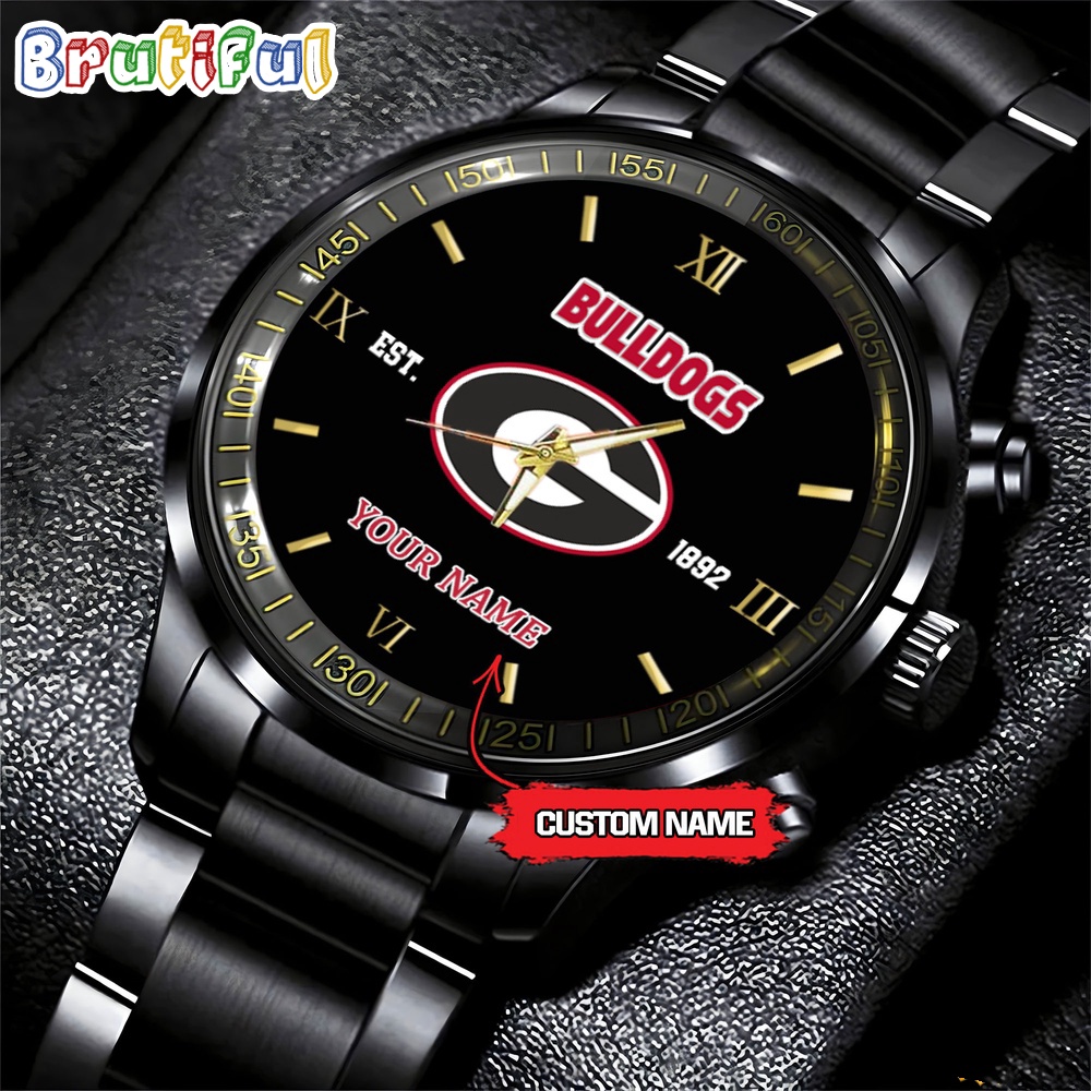 georgia bulldogs ncaa personalized black fashion watch football watch for fans lcoea