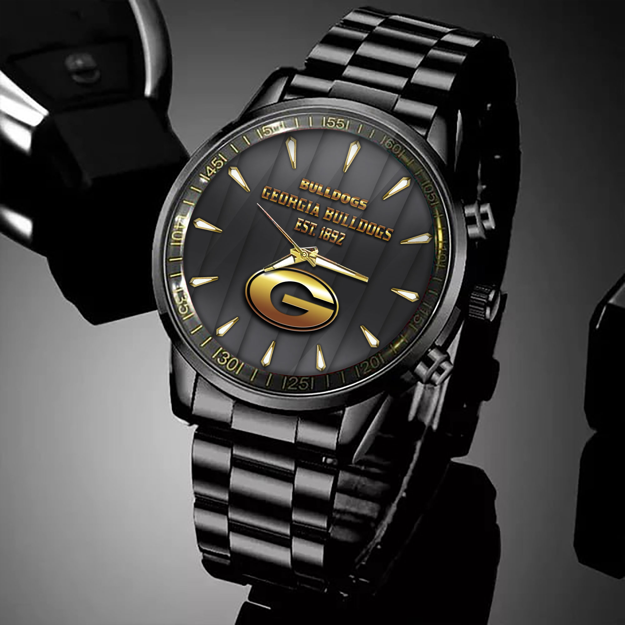 georgia bulldogs ncaa personalized black hand watch for fans tjkkl