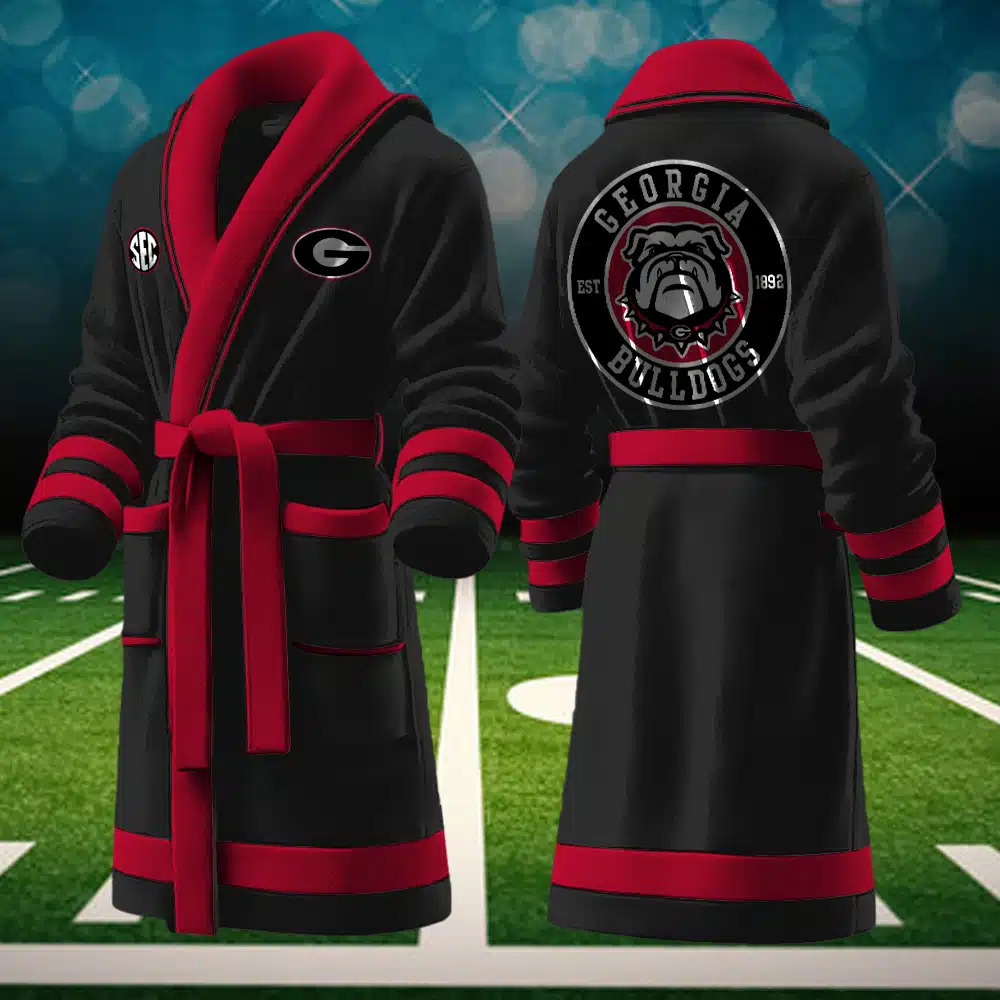 georgia bulldogs ncaa personalized fleece bathrobe 36tkd