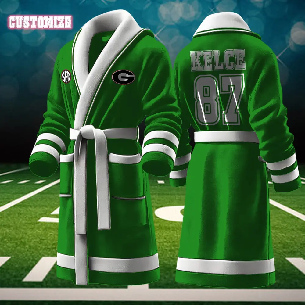 georgia bulldogs ncaa personalized fleece bathrobe 8dctj