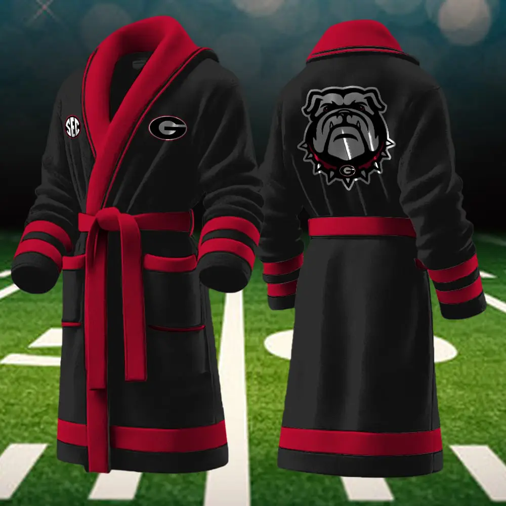 georgia bulldogs ncaa personalized fleece bathrobe a48v4