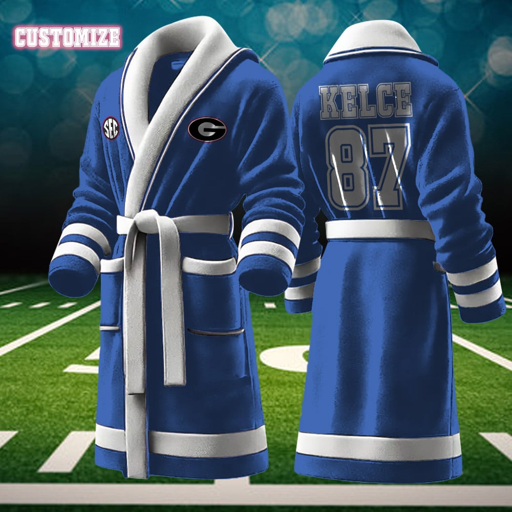 georgia bulldogs ncaa personalized fleece bathrobe aaeh3