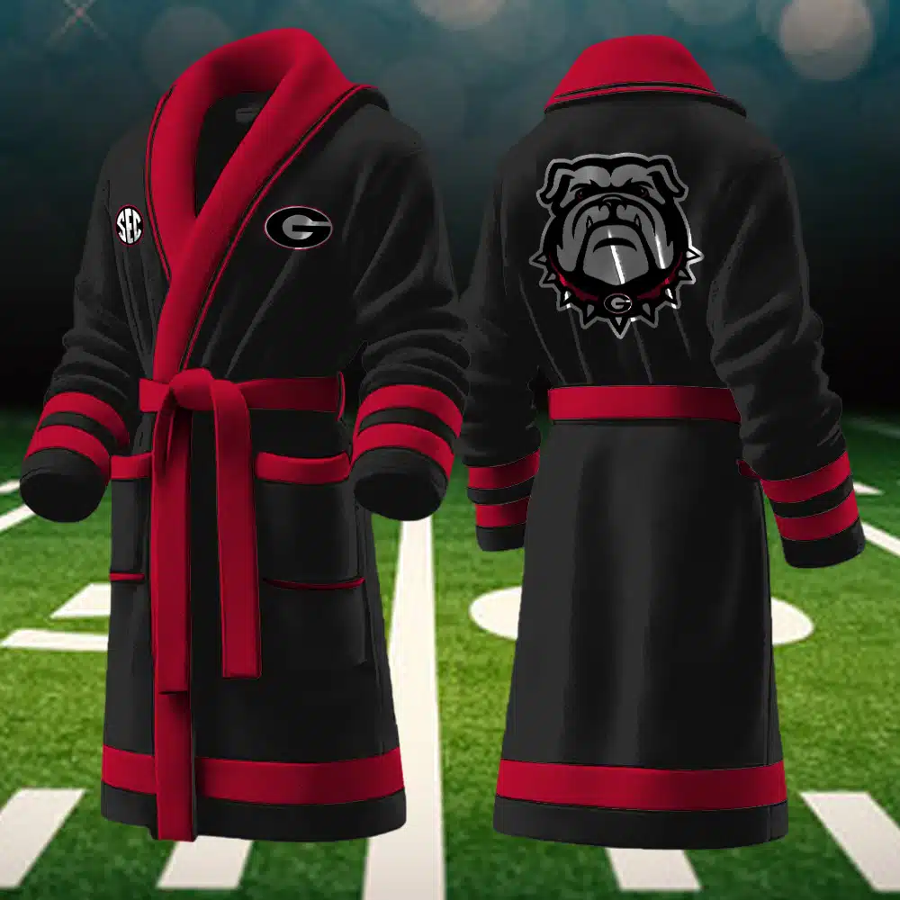 georgia bulldogs ncaa personalized fleece bathrobe f98zo