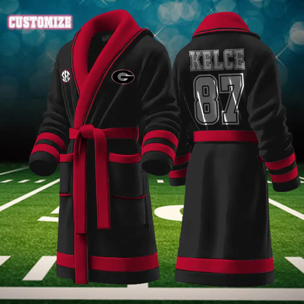 georgia bulldogs ncaa personalized fleece bathrobe rlgsf