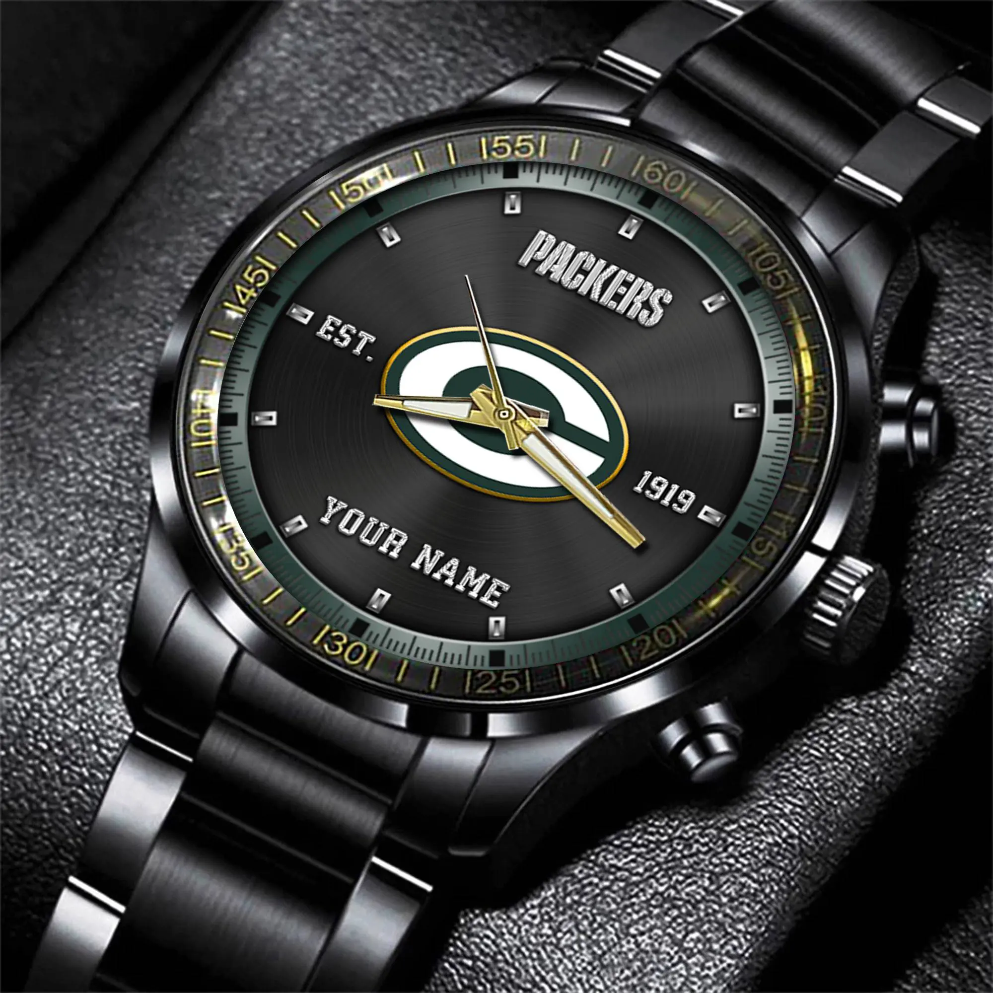 green bay packers nfl personalized black fashion watch gifts for fans 73e5b