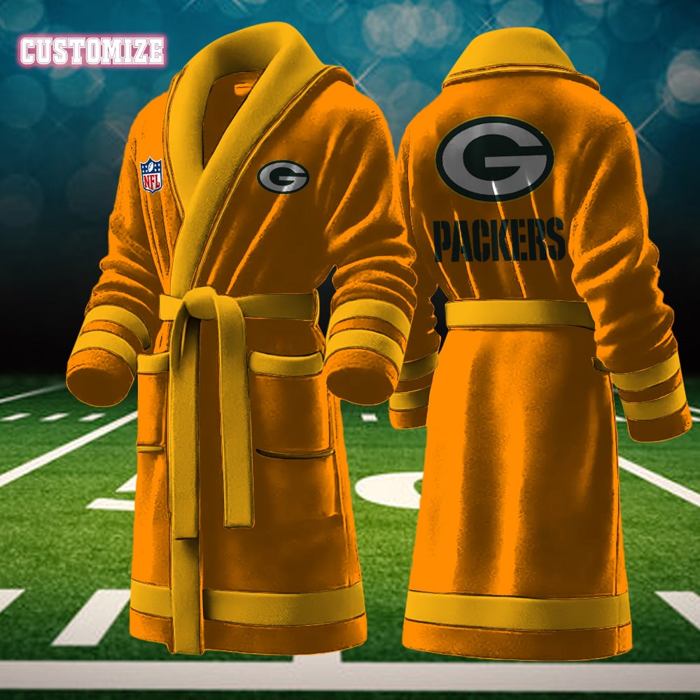 green bay packers nfl personalized fleece bathrobe 0jvlg