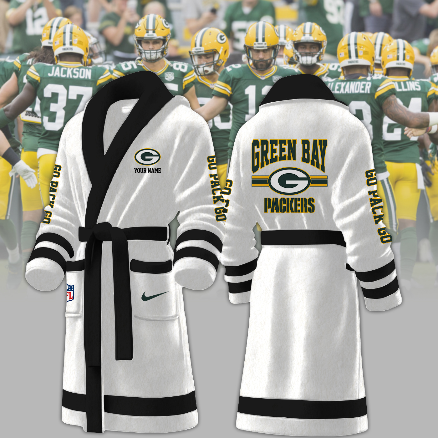 green bay packers nfl personalized fleece bathrobe 2lcrx