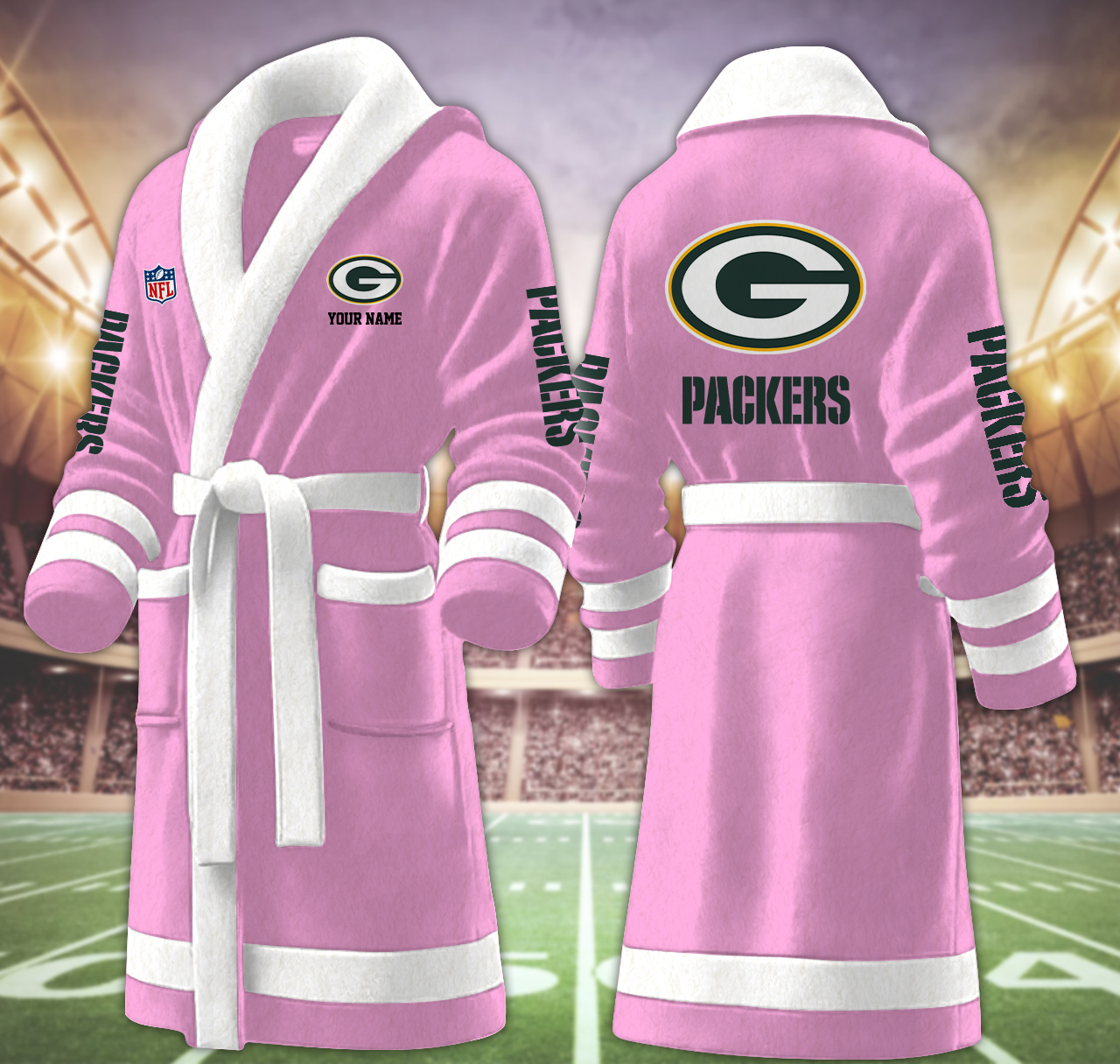 green bay packers nfl personalized fleece bathrobe dbnyp