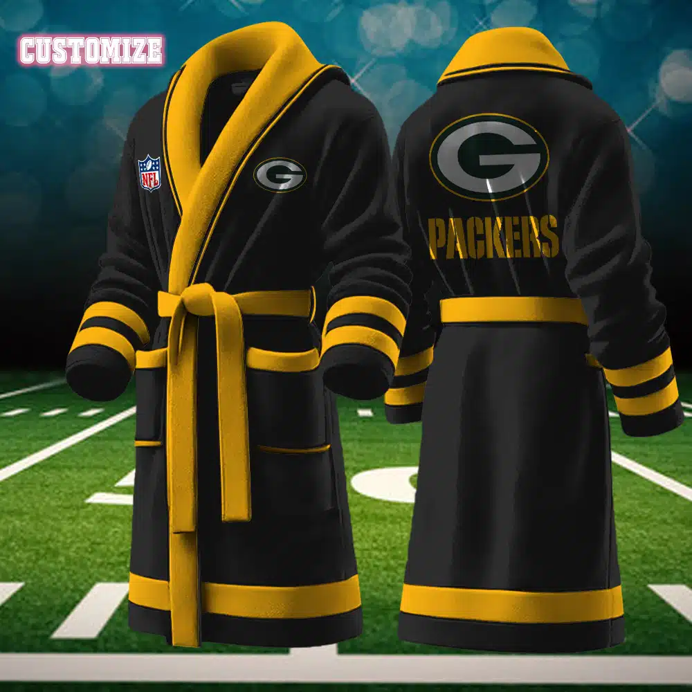 green bay packers nfl personalized fleece bathrobe evlxg