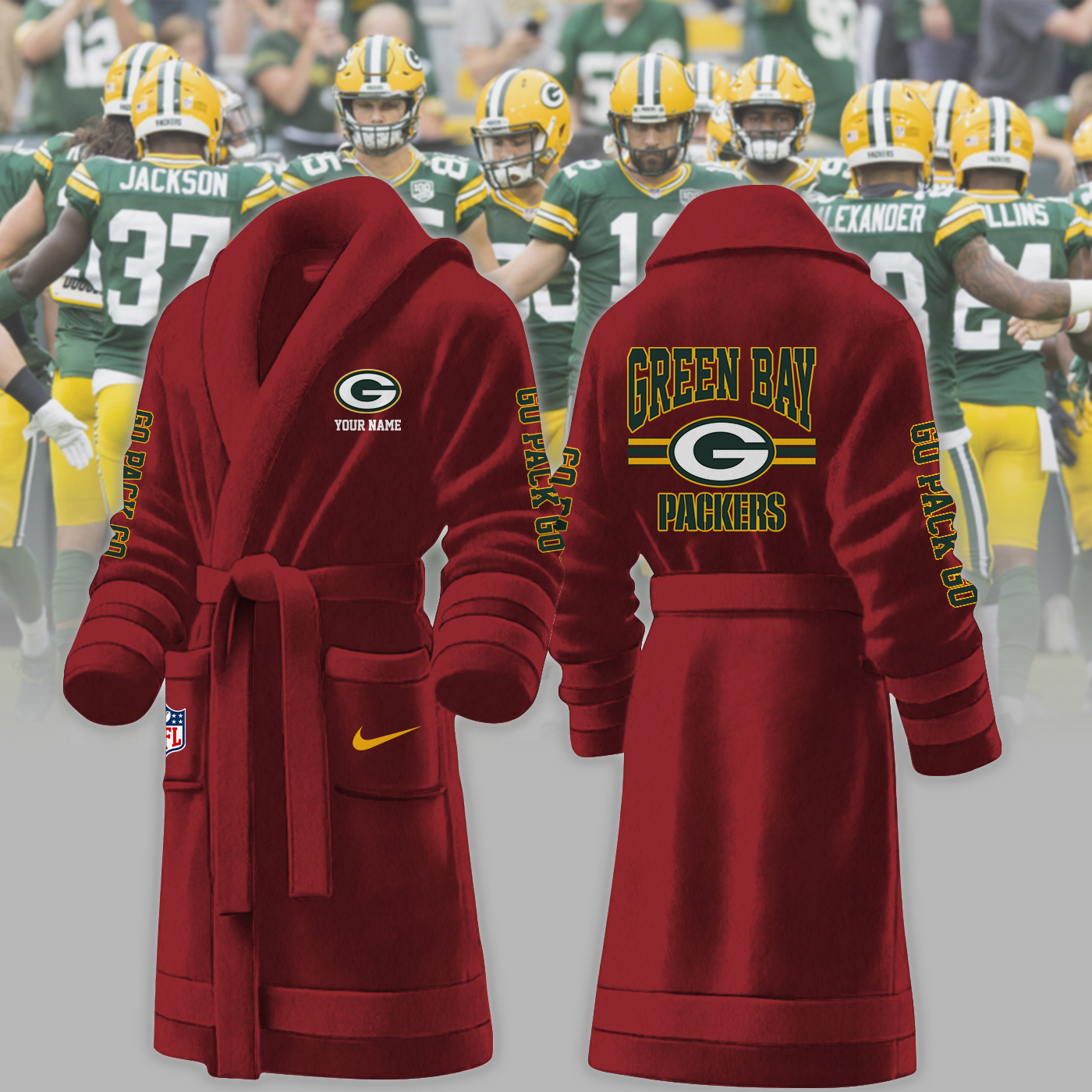 green bay packers nfl personalized fleece bathrobe o8nj6