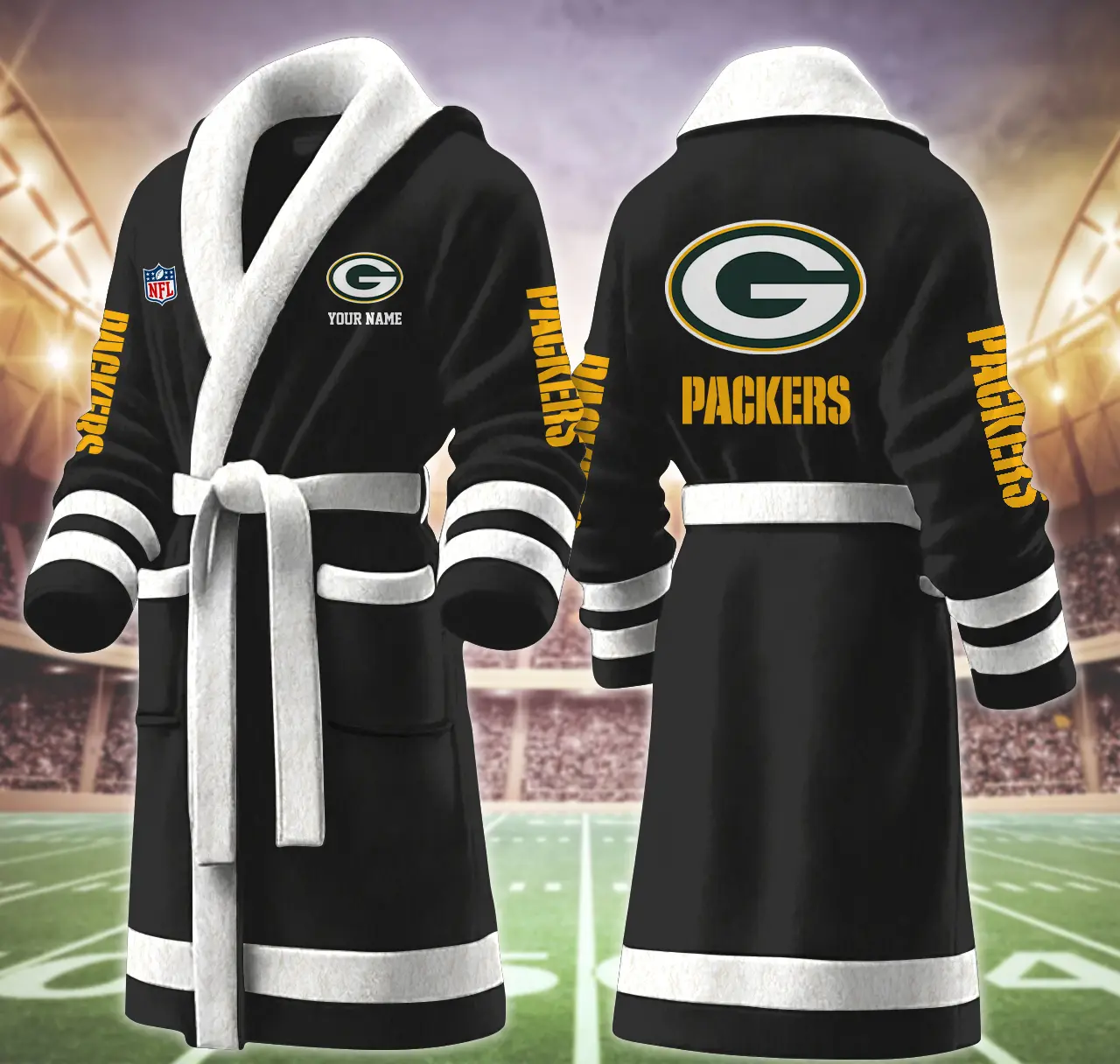 green bay packers nfl personalized fleece bathrobe rrxts