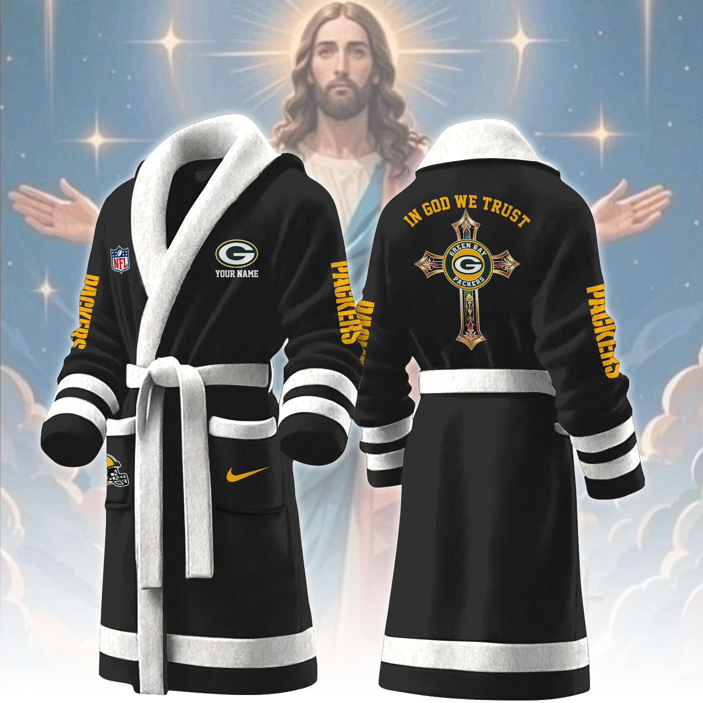 green bay packers nfl personalized fleece bathrobe svffy