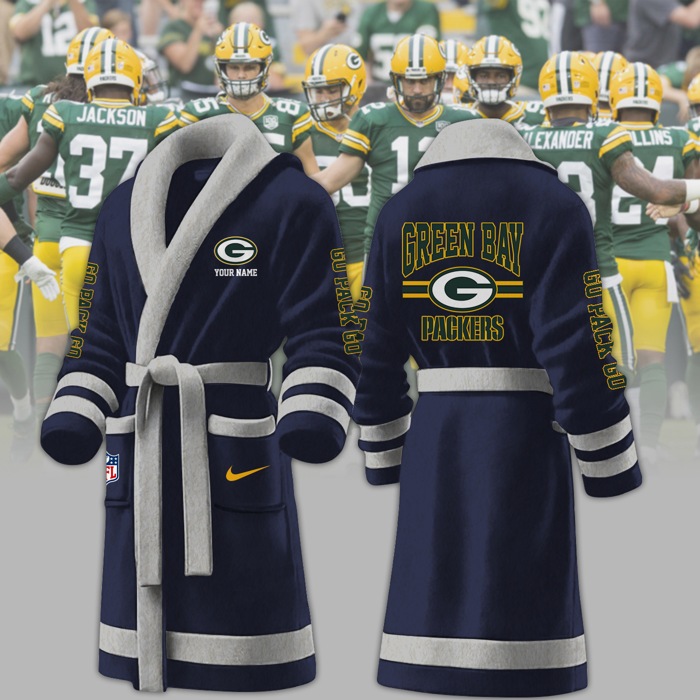 green bay packers nfl personalized fleece bathrobe thvs9