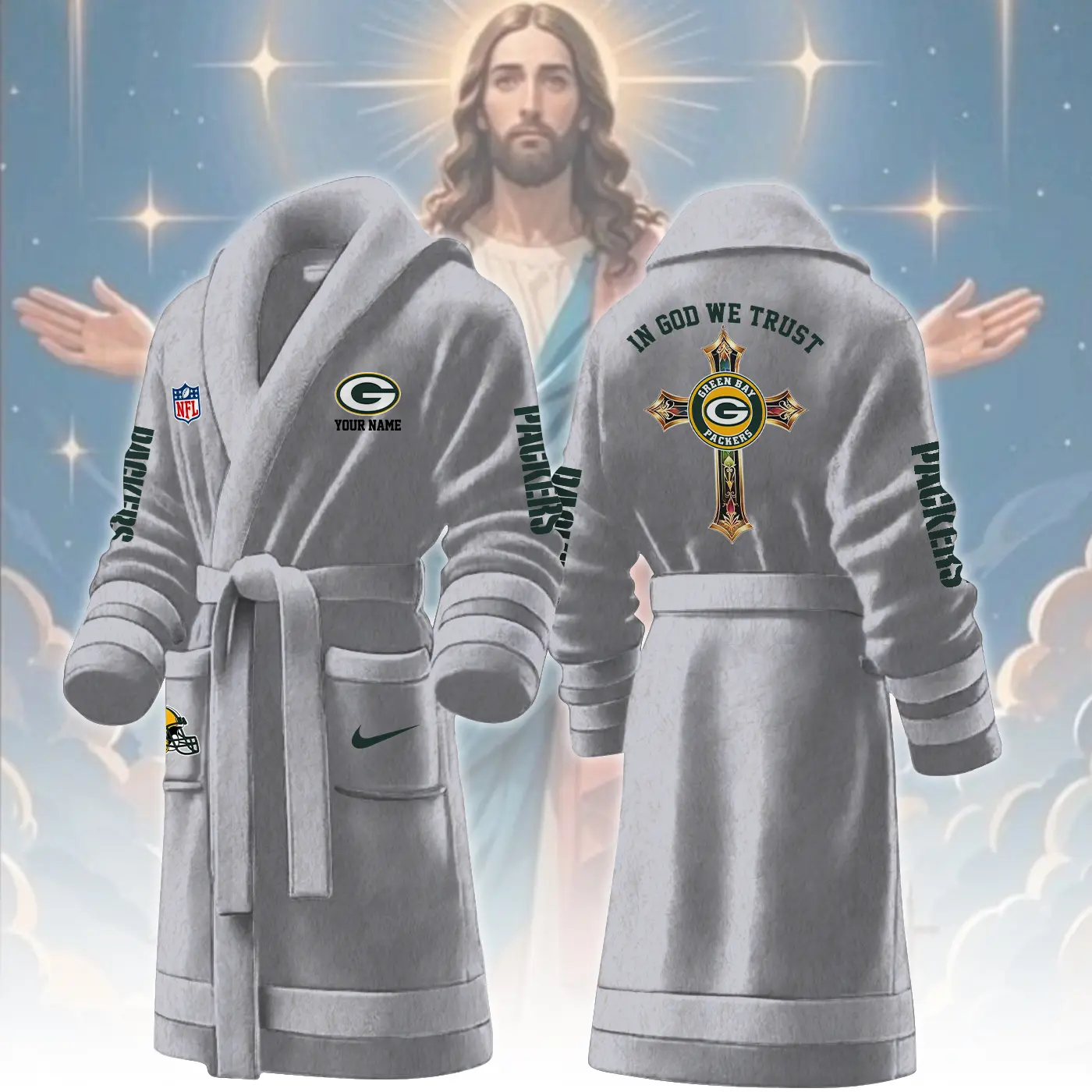 green bay packers nfl personalized fleece bathrobe v8mx0