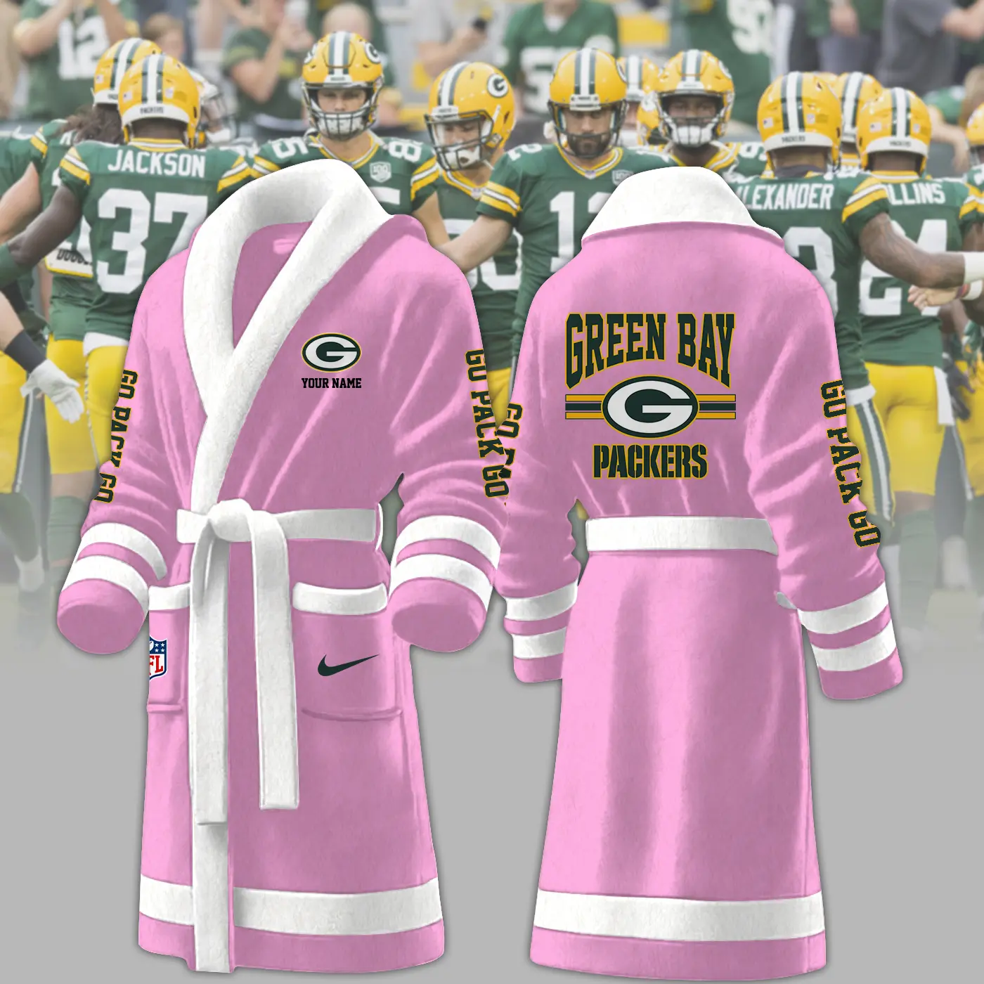green bay packers nfl personalized fleece bathrobe xevfg