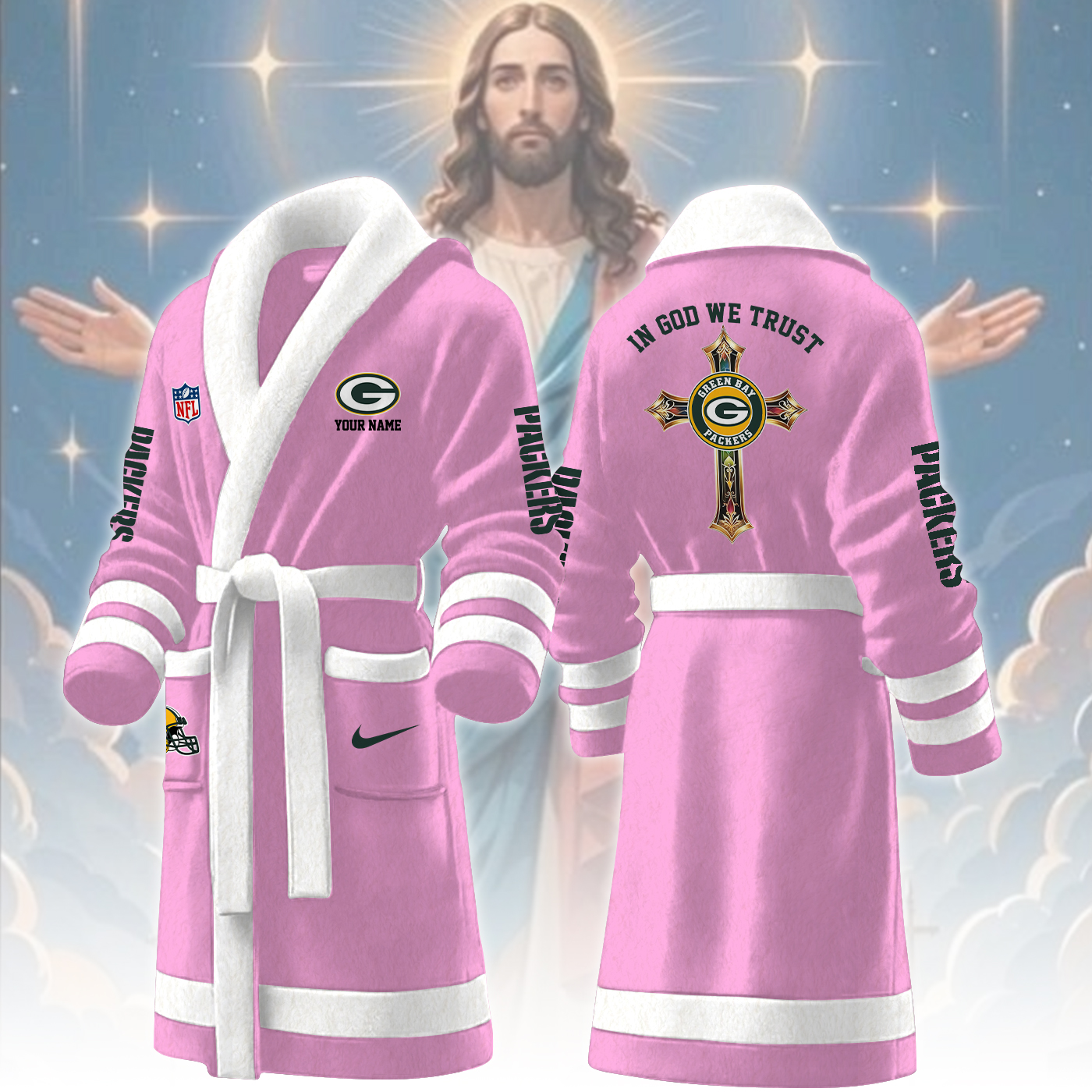 green bay packers nfl personalized fleece bathrobe yht8d