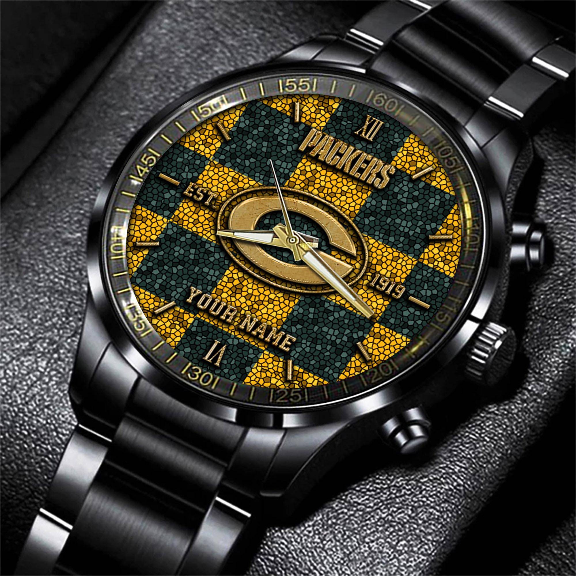 green bay packers nfl personalized sport black watch gifts for fans duffa