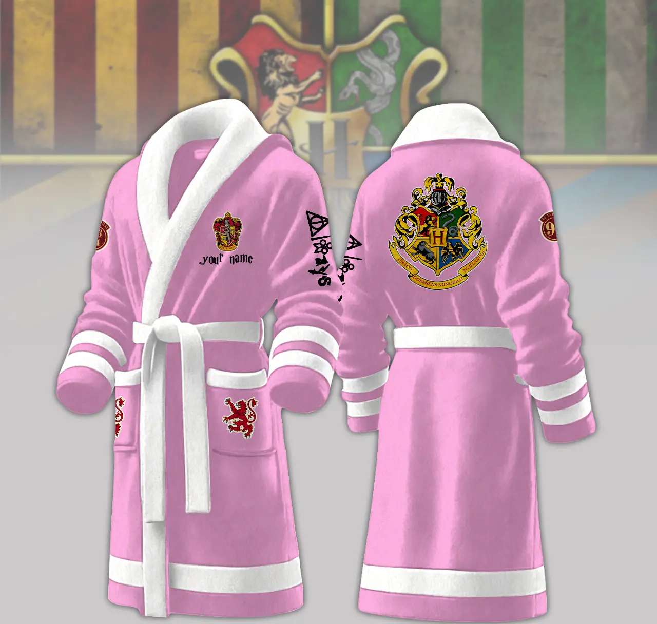 gryffindor house harry potter personalized fleece bathrobe dbjkm
