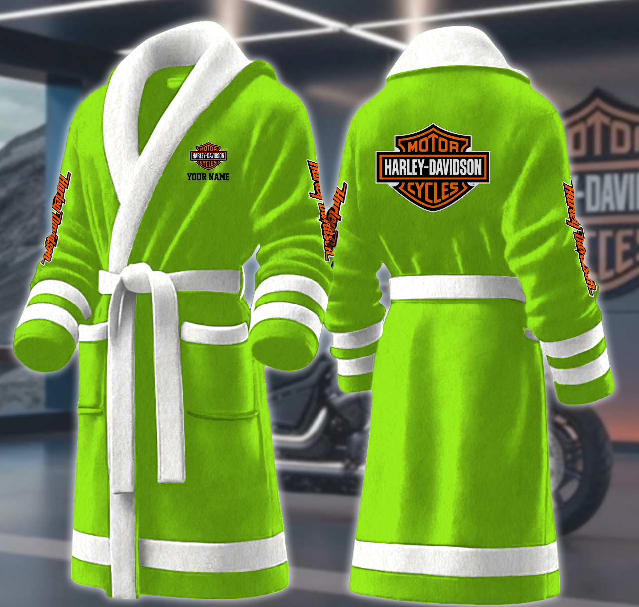 harley davidson motocycles personalized fleece bathrobe 1mfyw