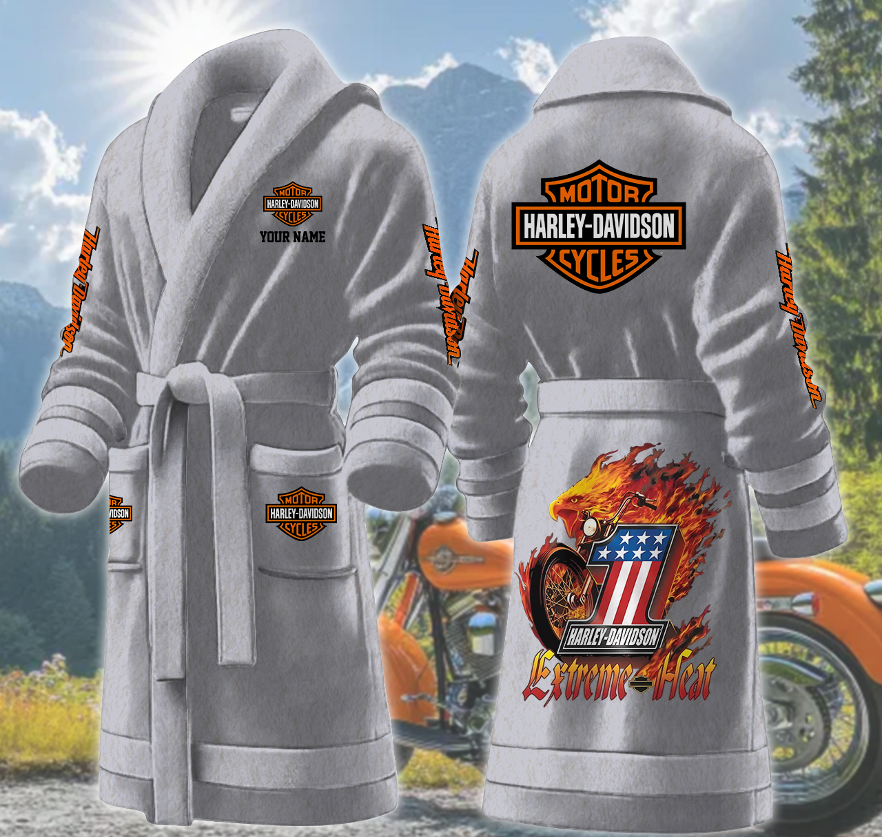 harley davidson motorcycles personalized fleece bathrobe a9fgd