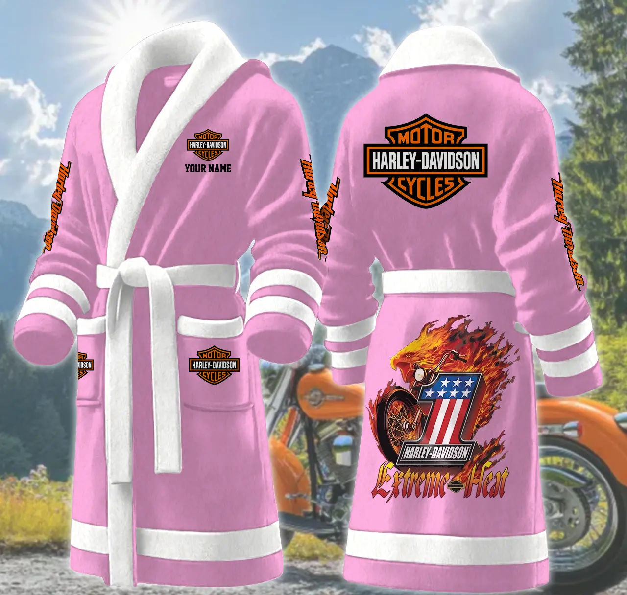 harley davidson motorcycles personalized fleece bathrobe cjhcl