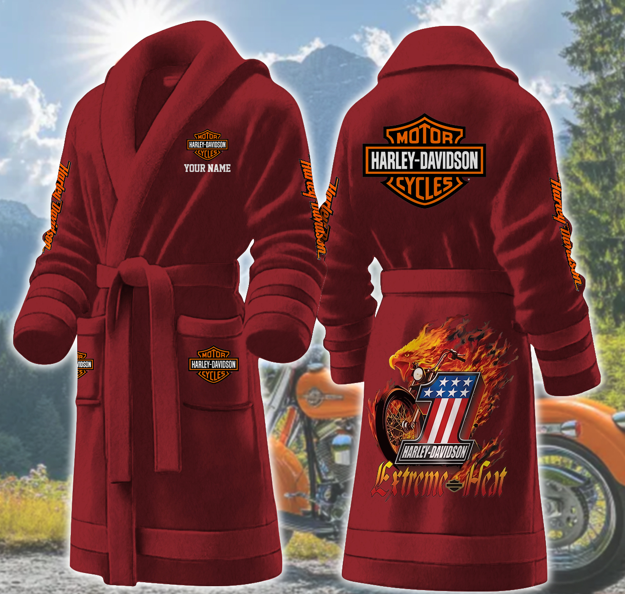 harley davidson motorcycles personalized fleece bathrobe kzobh