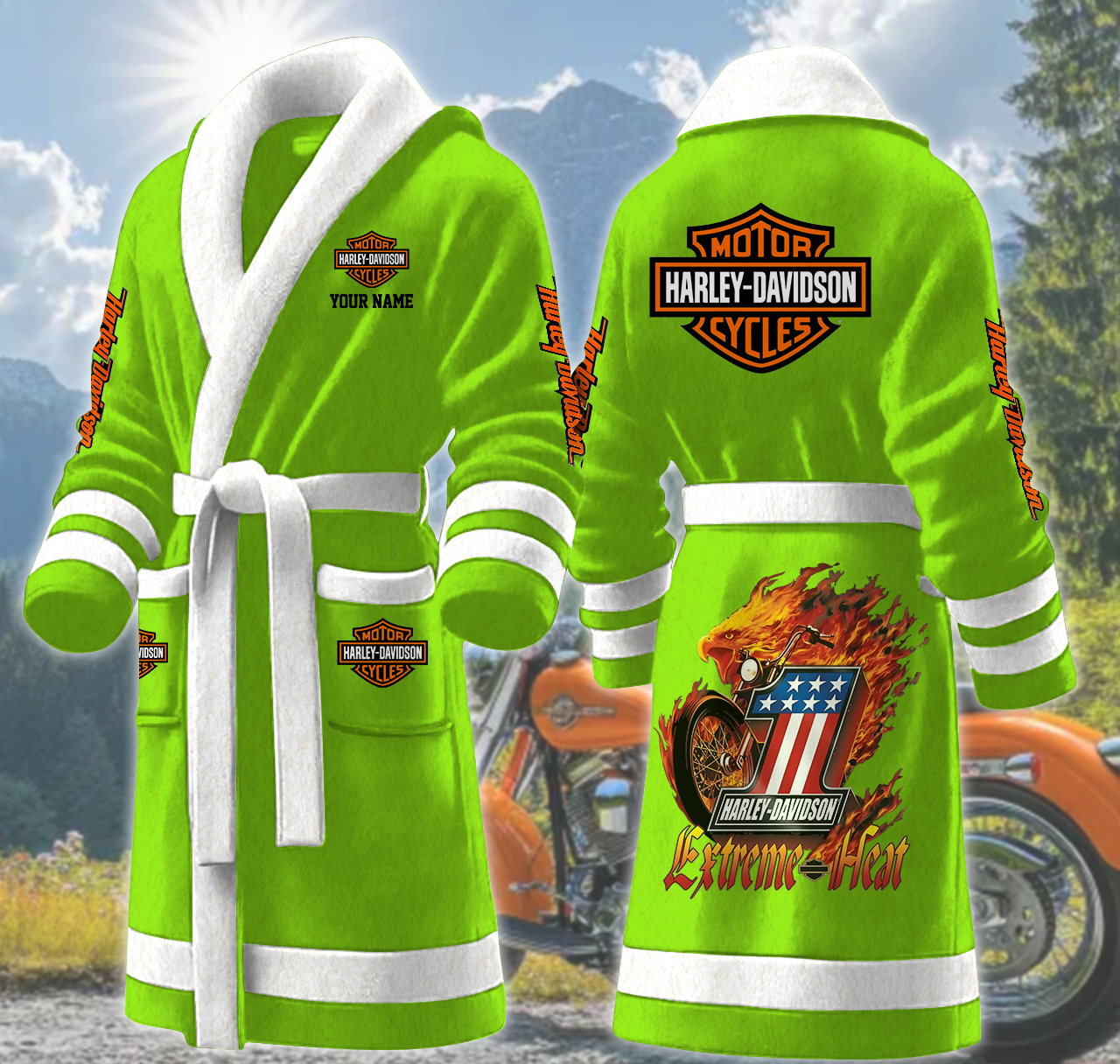 harley davidson motorcycles personalized fleece bathrobe ojfuc