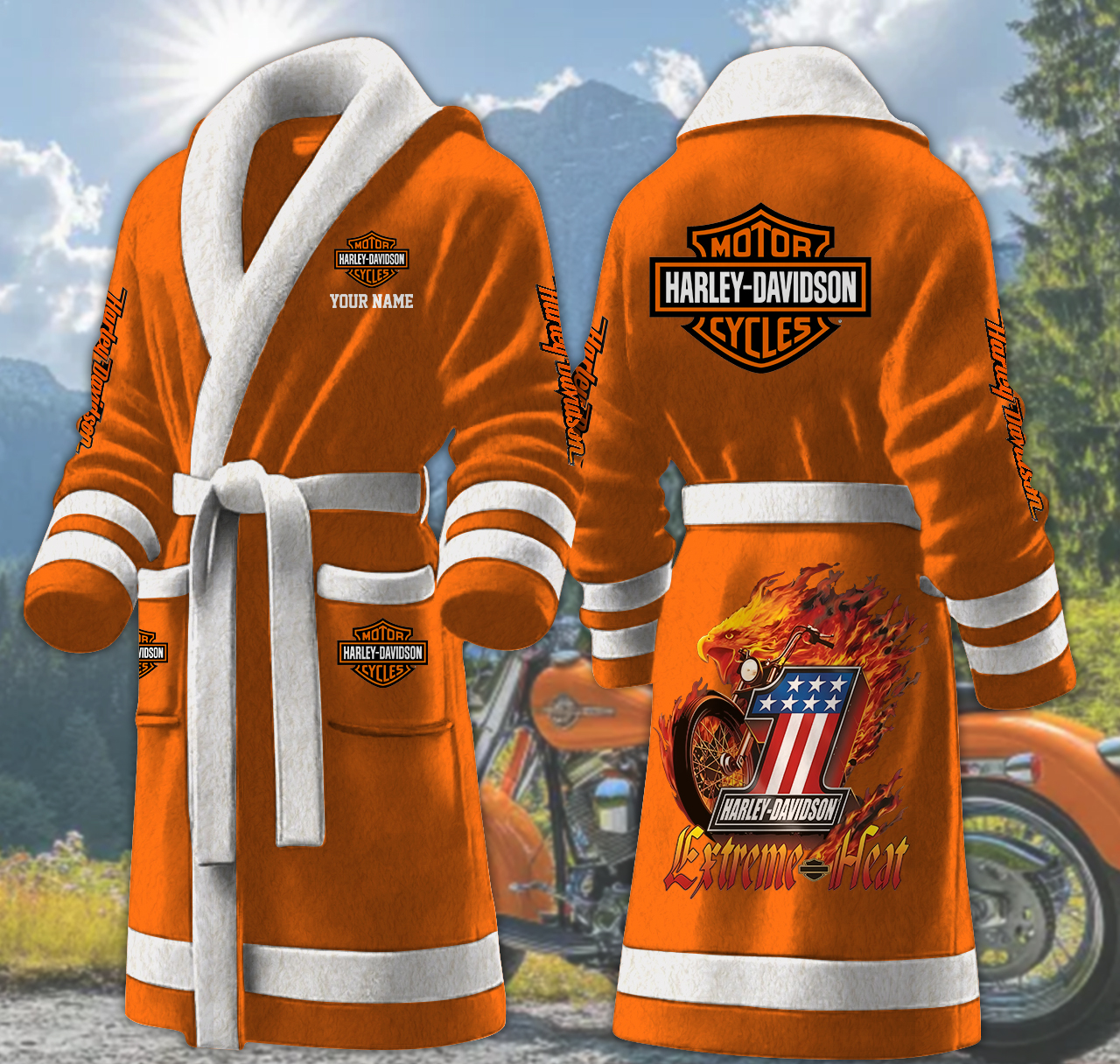 harley davidson motorcycles personalized fleece bathrobe x5cz3
