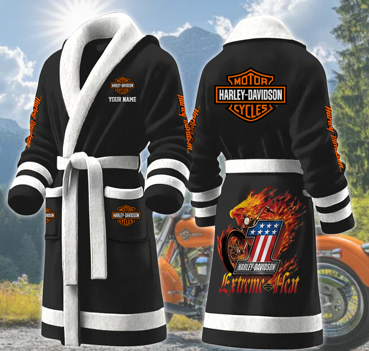 harley davidson motorcycles personalized fleece bathrobe y8qfl