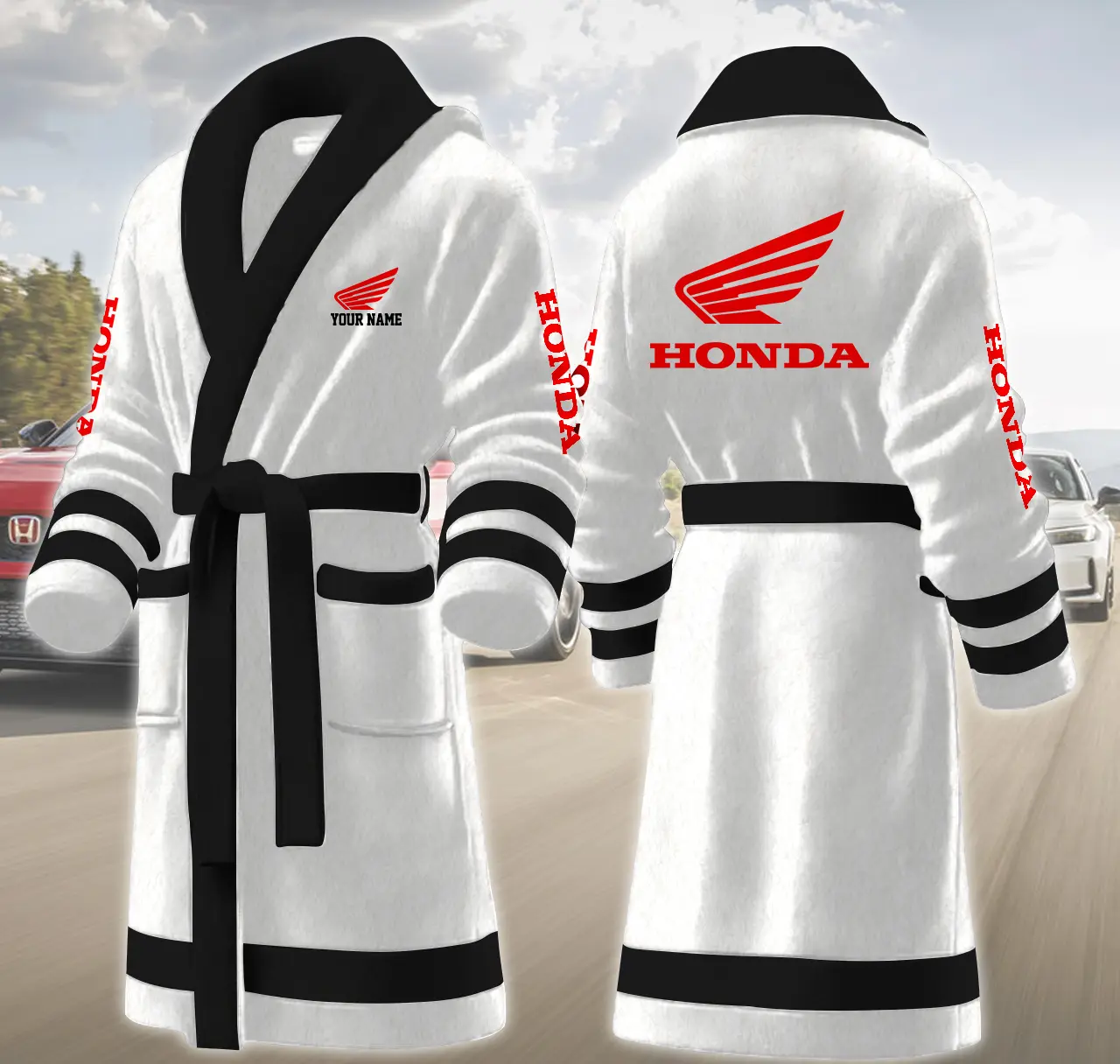 honda motocycles personalized fleece bathrobe y4rcy