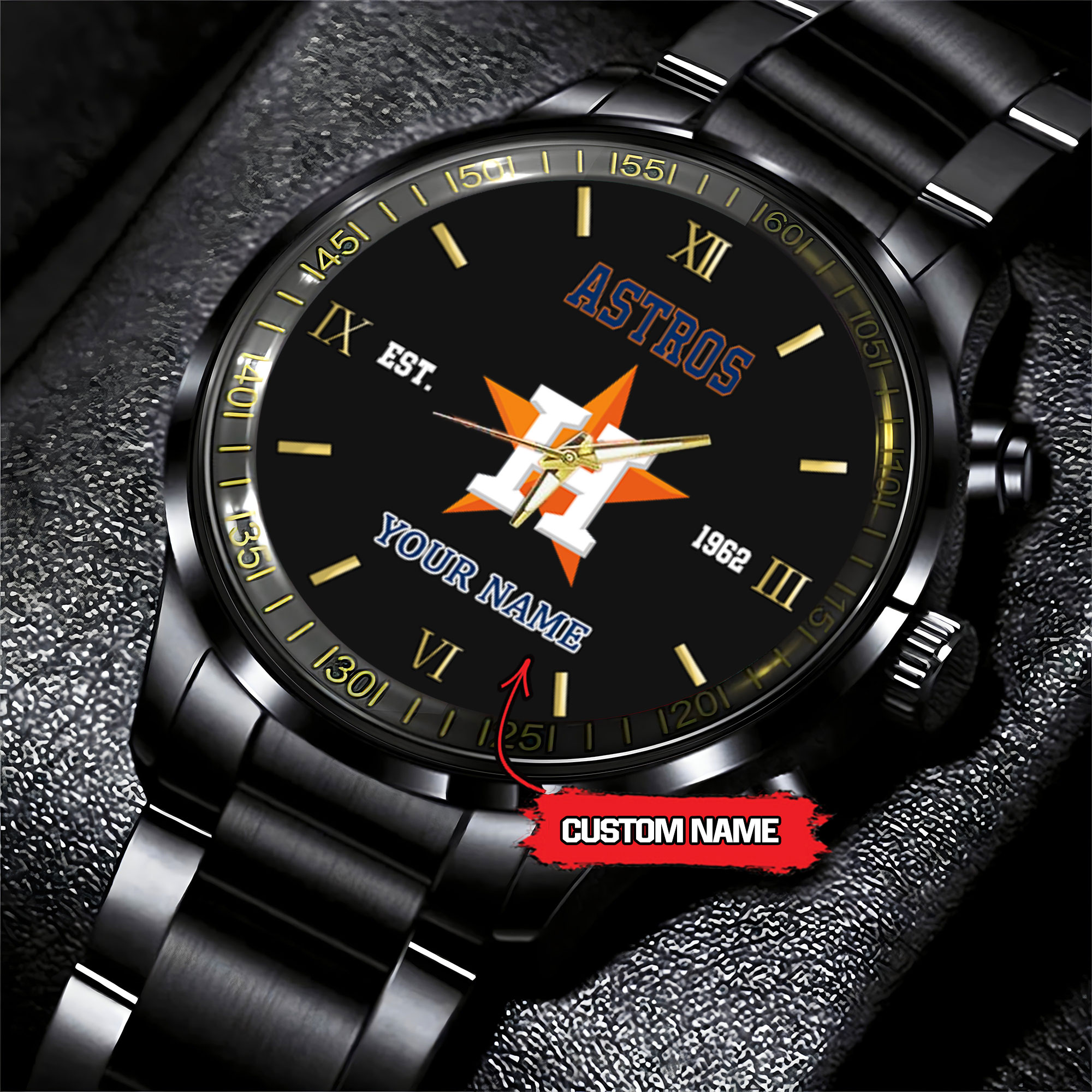 houston astros mlb black fashion watch custom your name 9a8yf