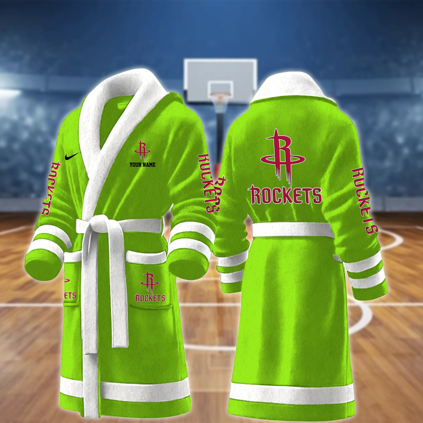 houston rockets nba personalized fleece bathrobe 18ith