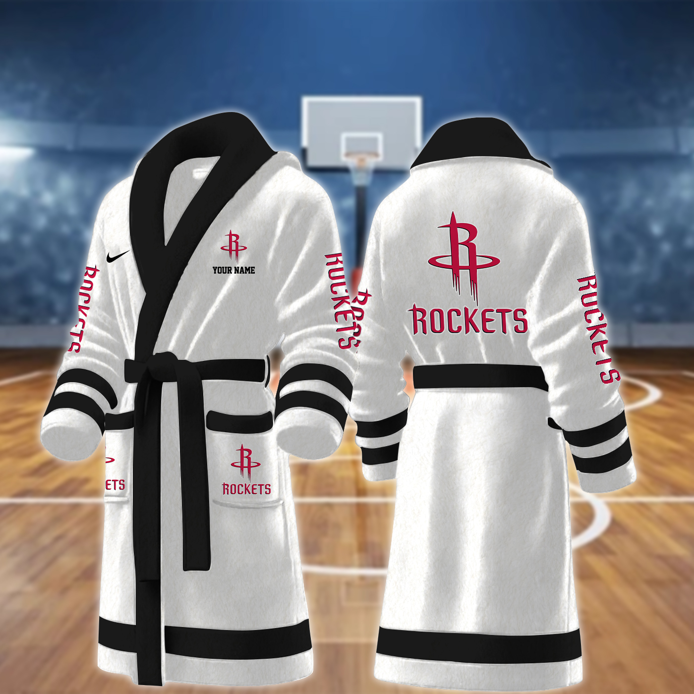 houston rockets nba personalized fleece bathrobe ayja2