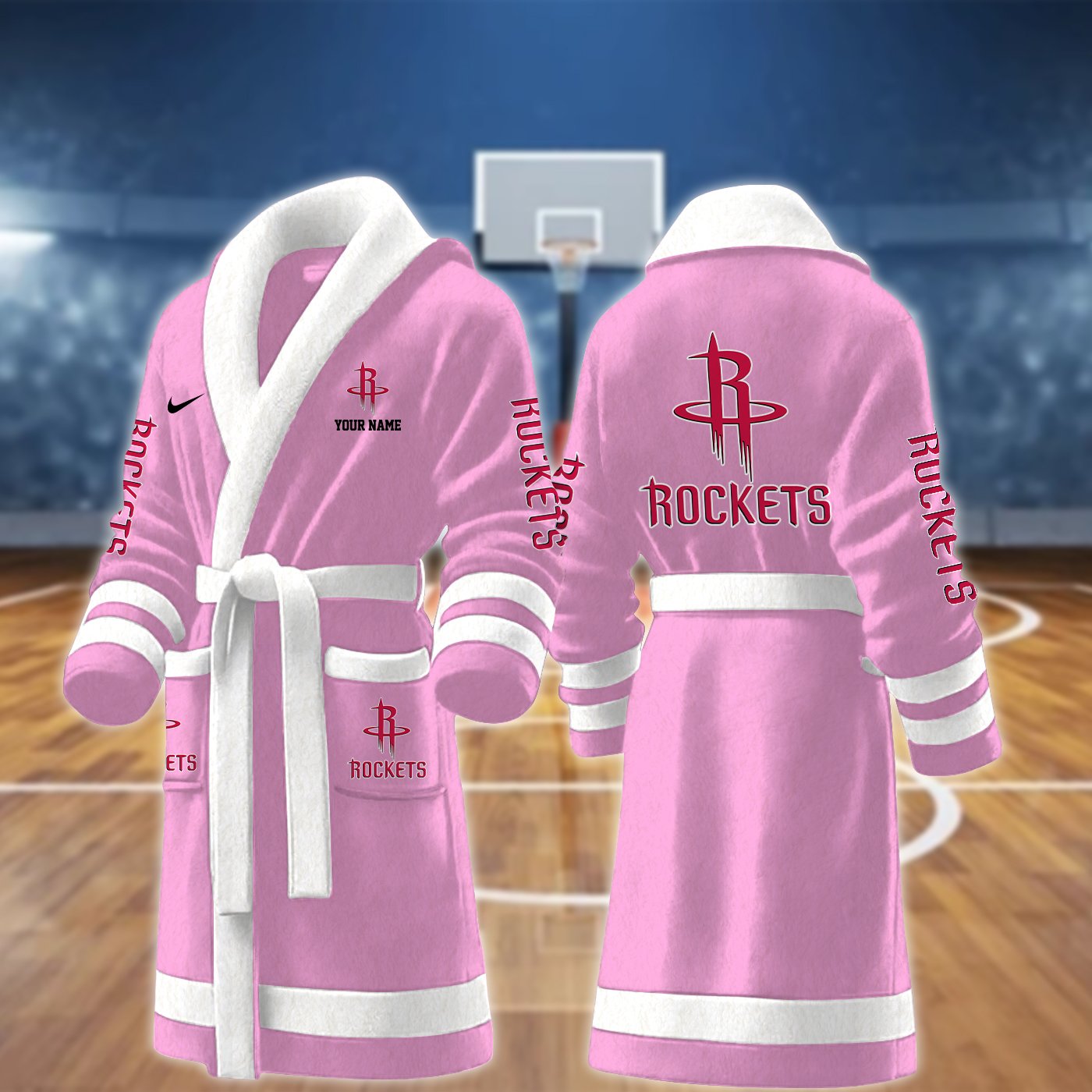 houston rockets nba personalized fleece bathrobe hlauj