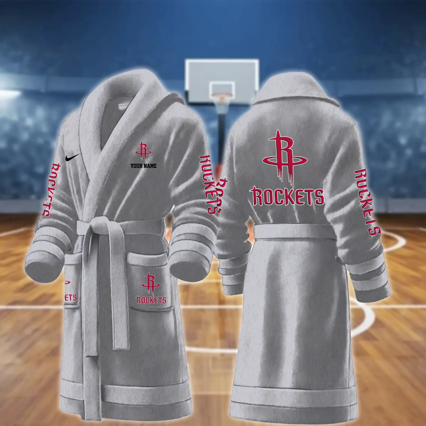 houston rockets nba personalized fleece bathrobe loz4y