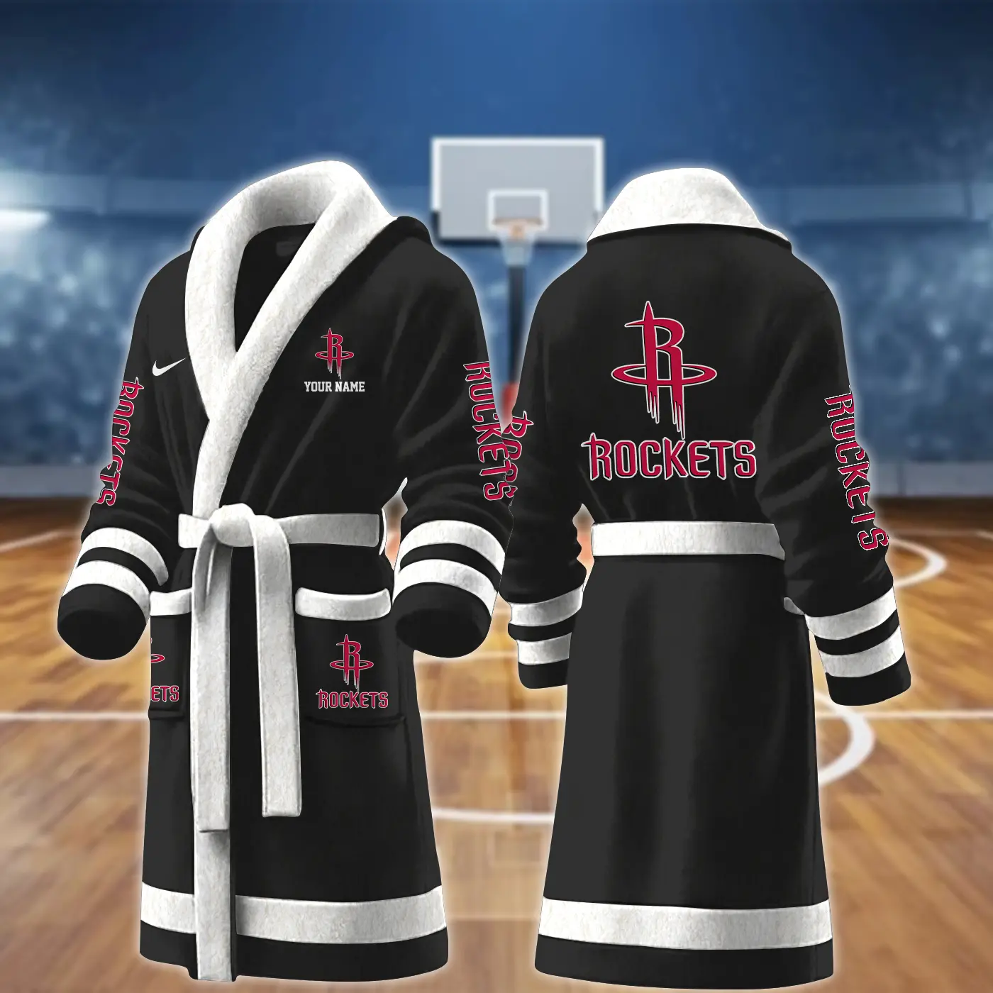 houston rockets nba personalized fleece bathrobe zal9z