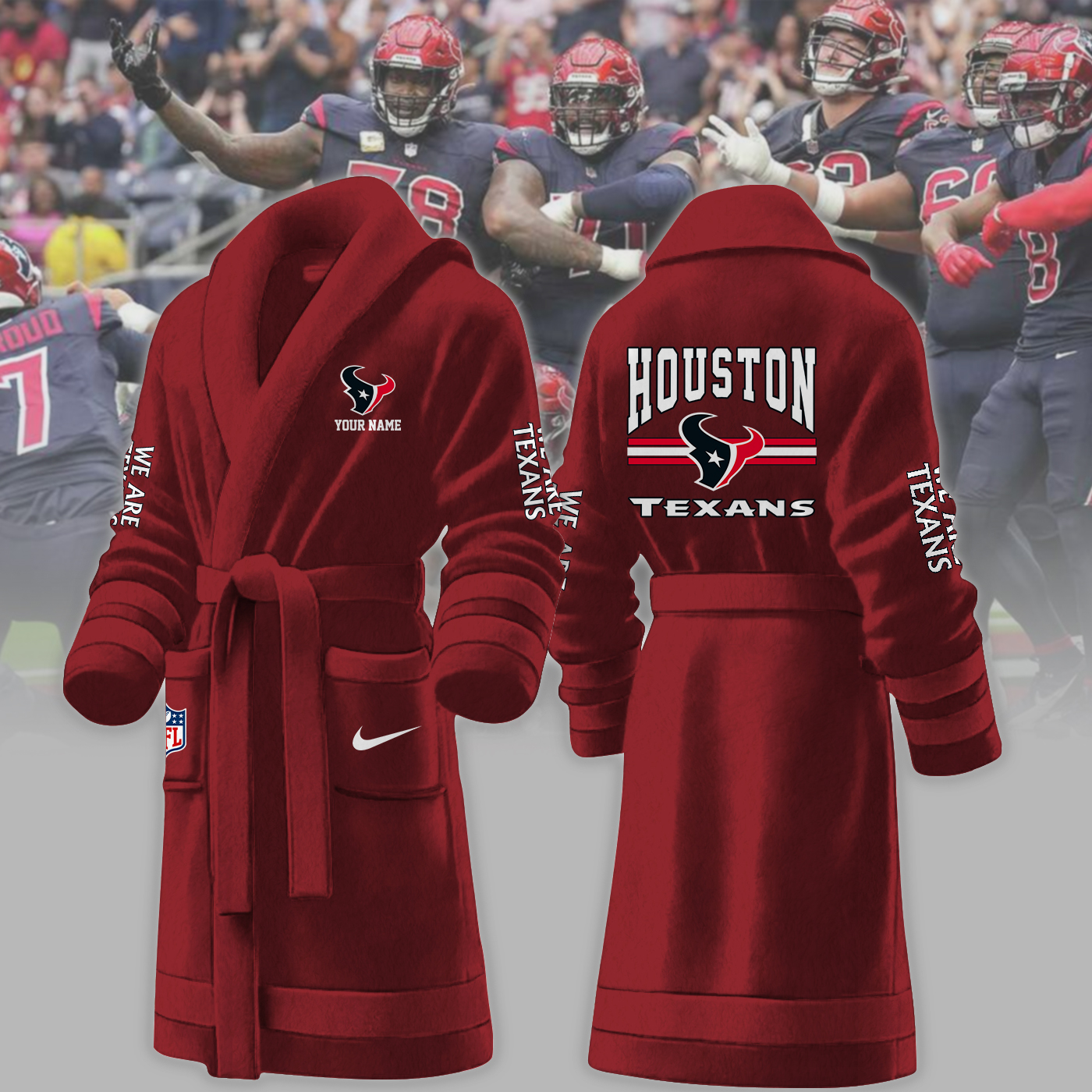 houston texans nfl personalized fleece bathrobe 99ica