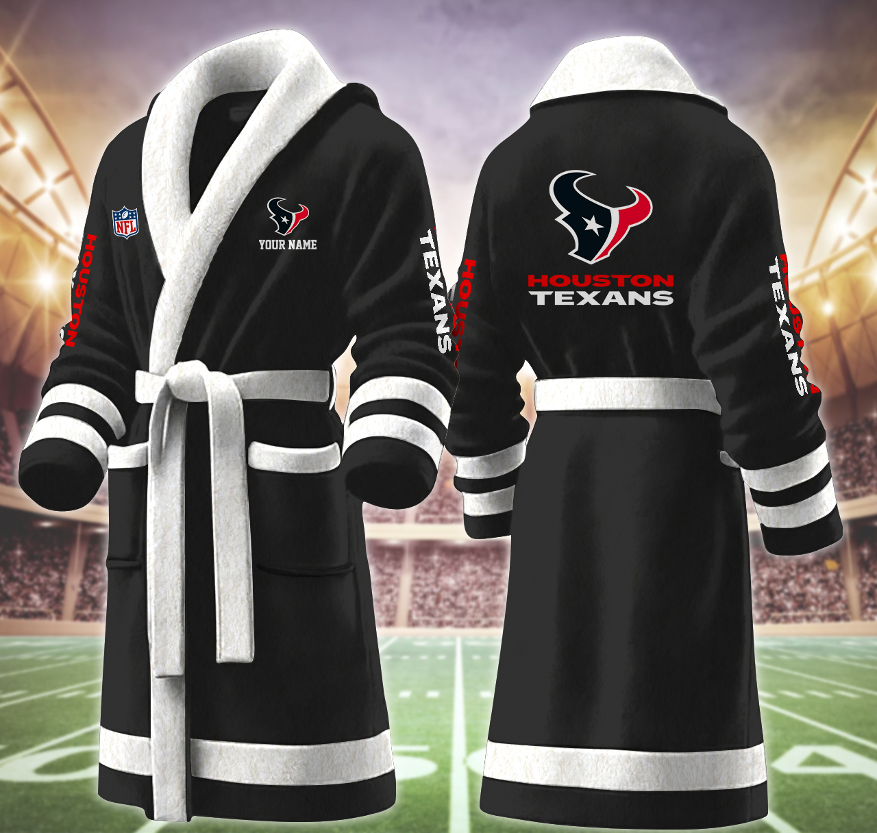 houston texans nfl personalized fleece bathrobe ee4mp
